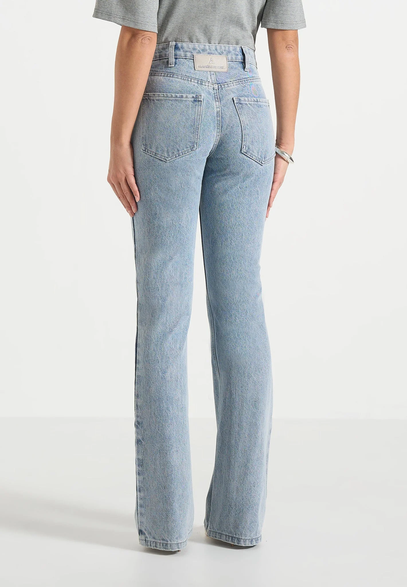 Abbie - Stacked Fit And Flare Jean - Mid Blue - Image 4