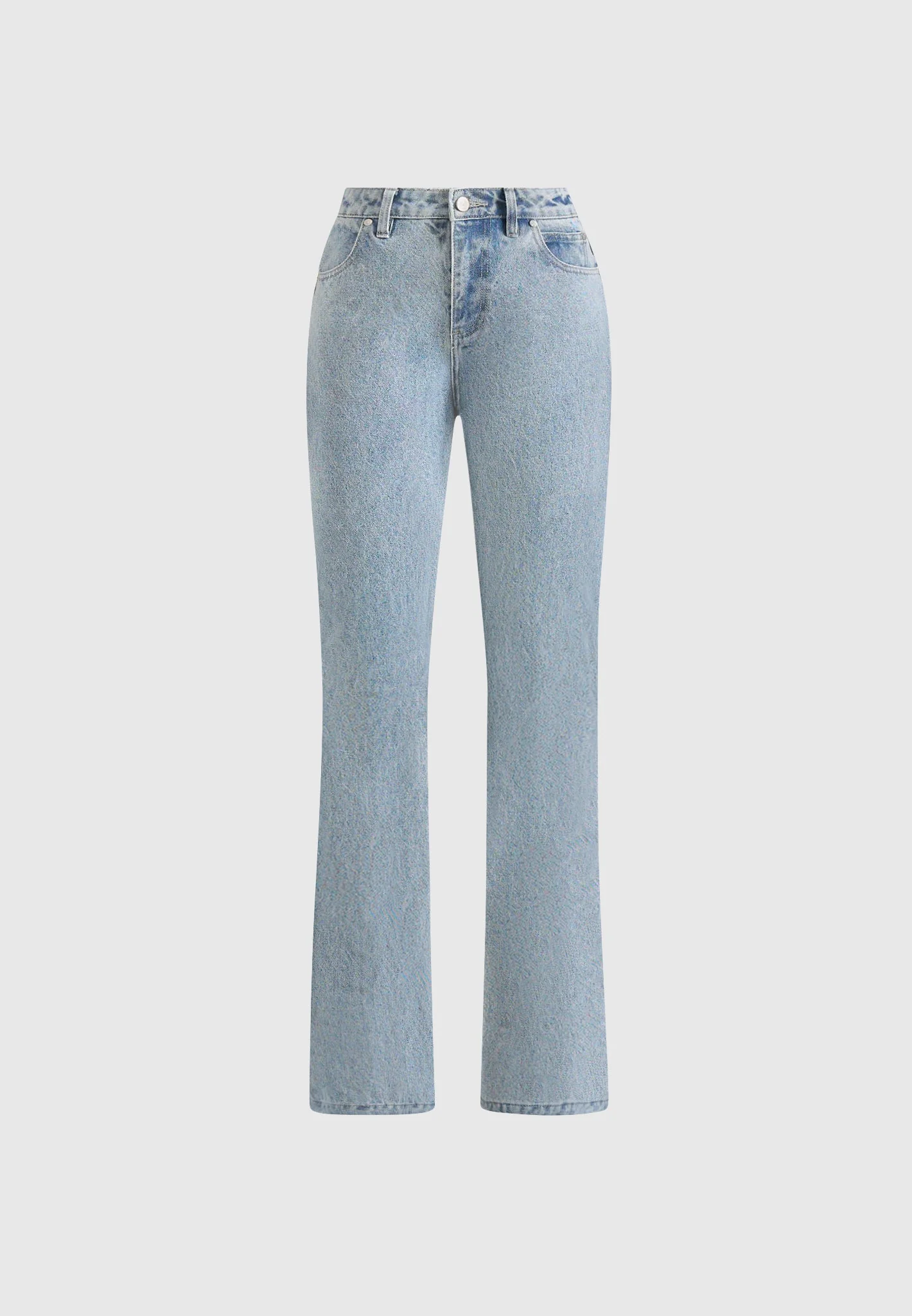 Abbie - Stacked Fit And Flare Jean - Mid Blue - Image 5