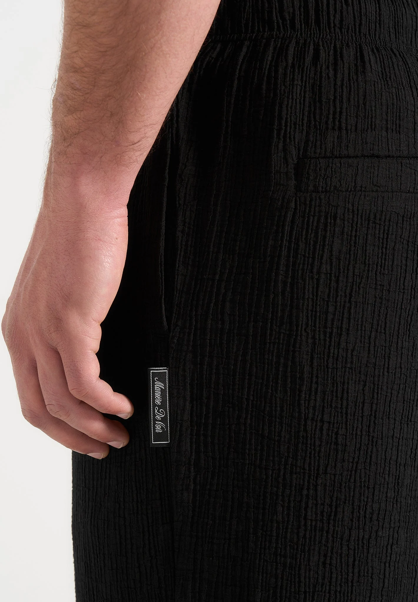 Addison - Unisex Textured Relaxed Fit Trousers - Black - Image 6