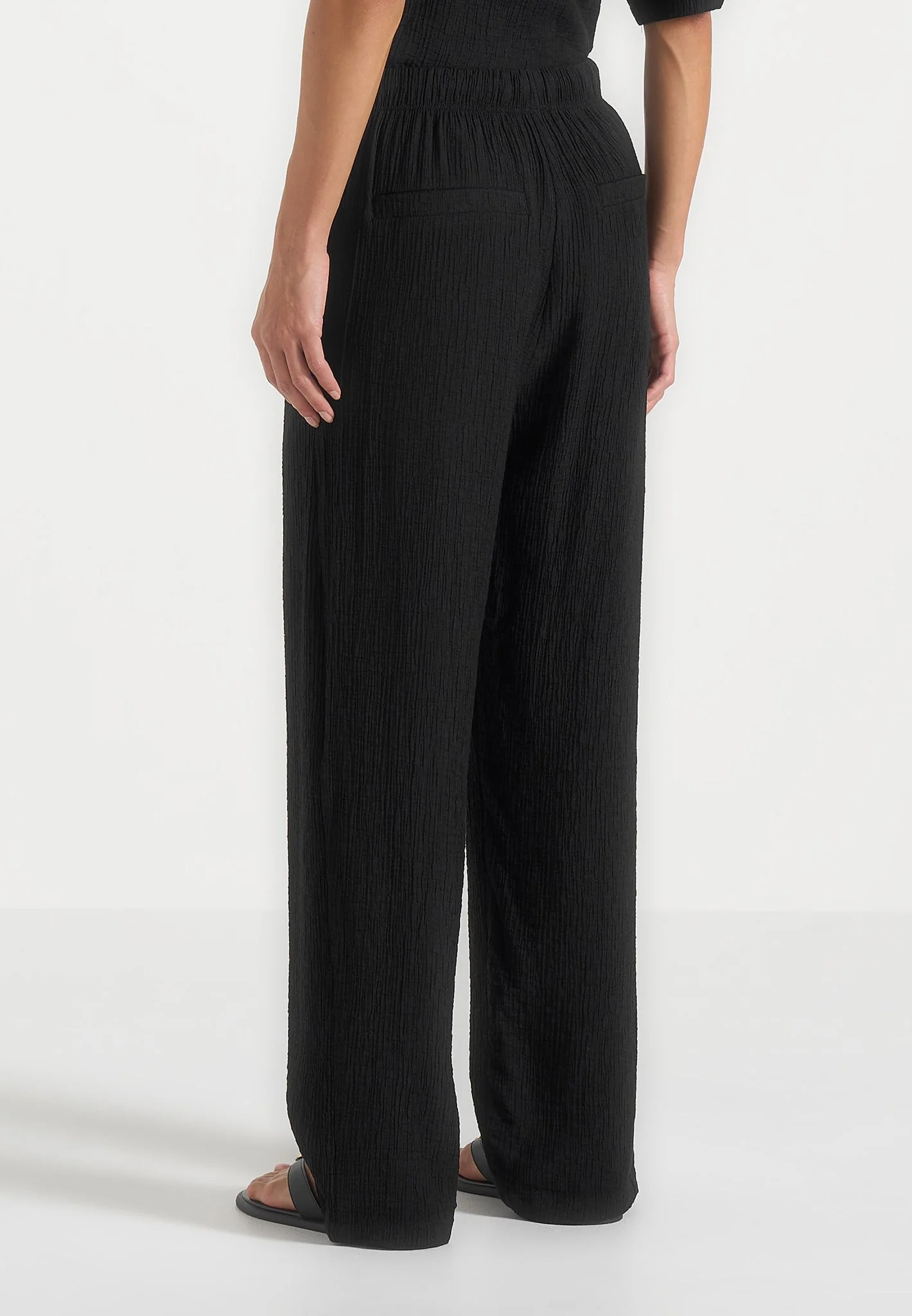 Addison - Unisex Textured Relaxed Fit Trousers - Black - Image 8