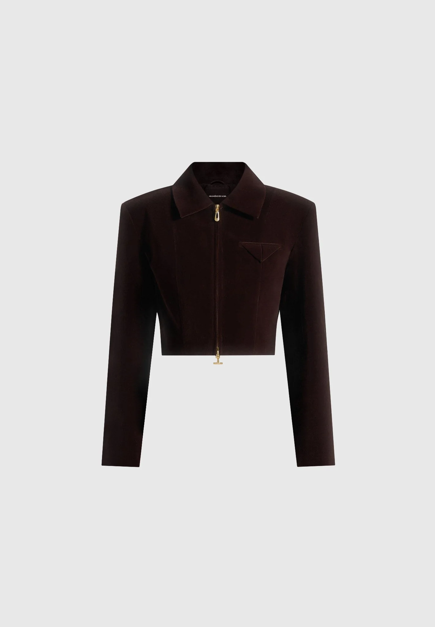 Adina - Structured Velvet Jacket - Brown - Image 5