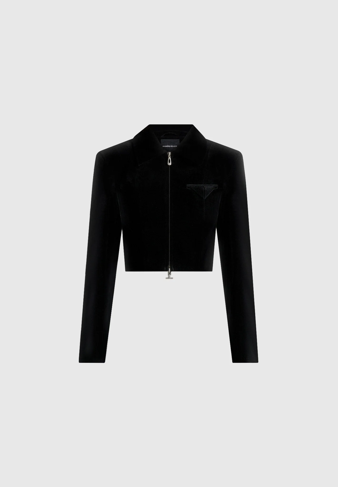 Adina - Velvet Cropped Jacket - Black - Image 5