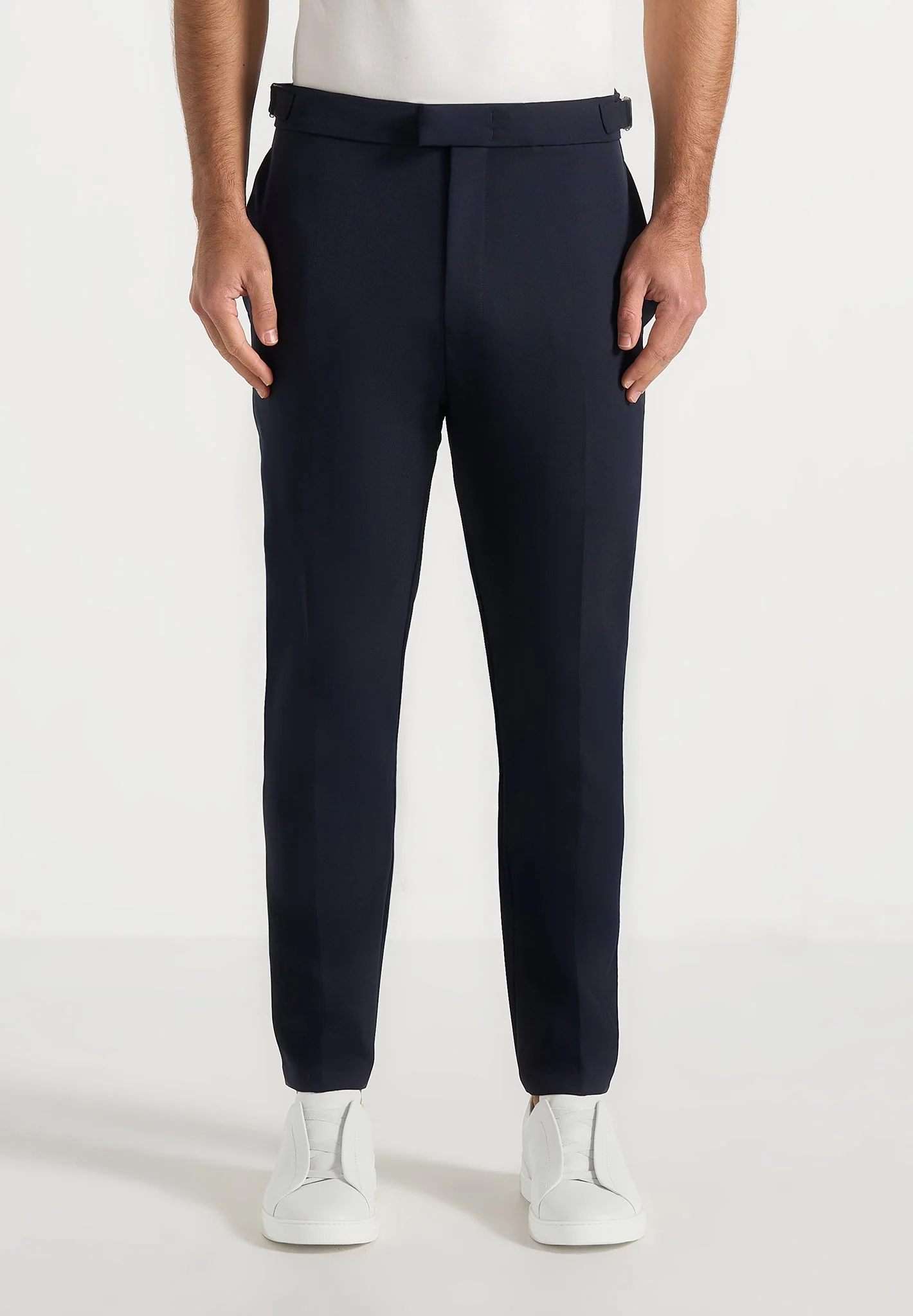 Aiden - Slim Fit Stretch Trousers - Navy - Image 4