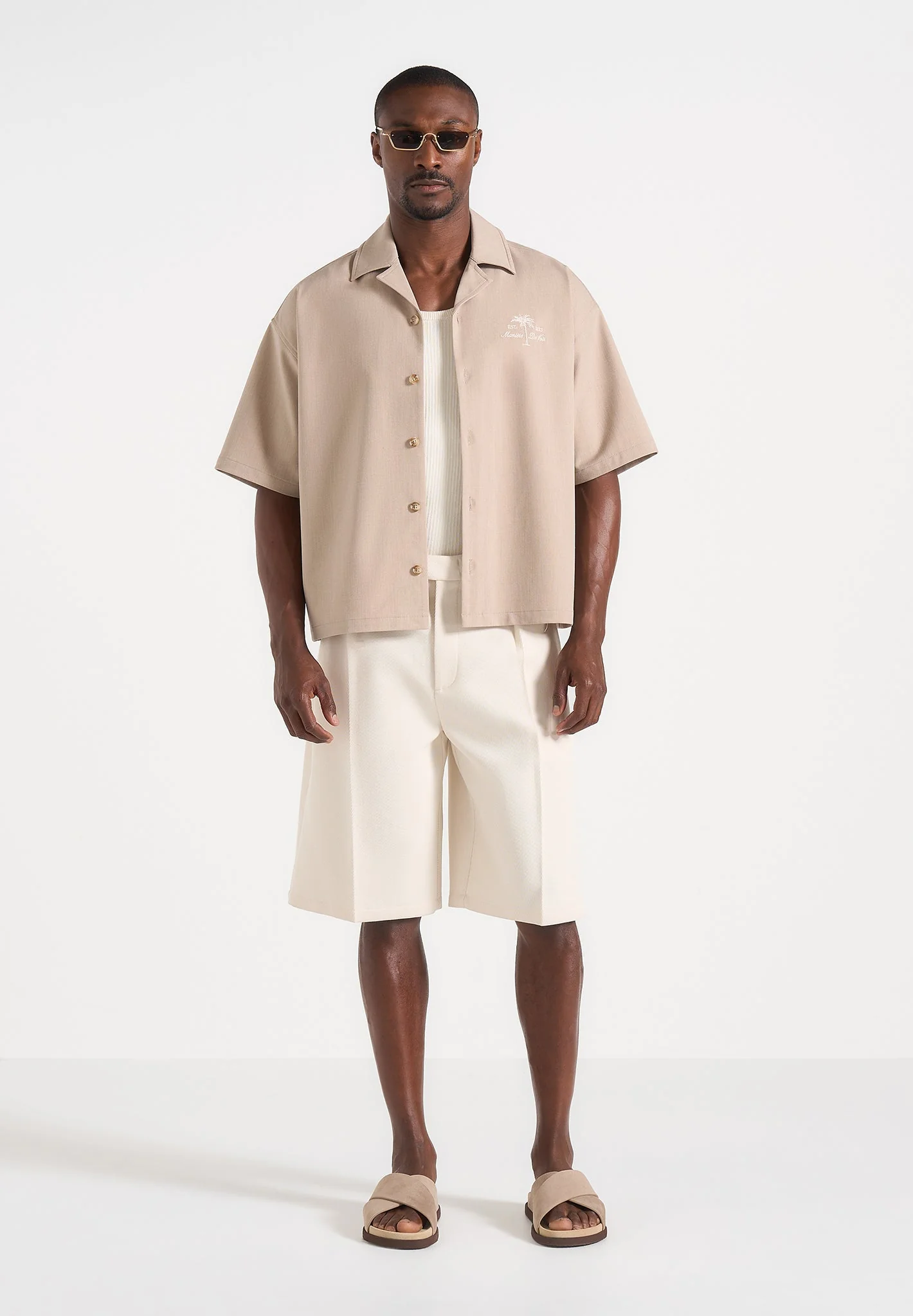 Alexis - Unisex Cote d'Azur Boxy Shirt - Beige - Image 6