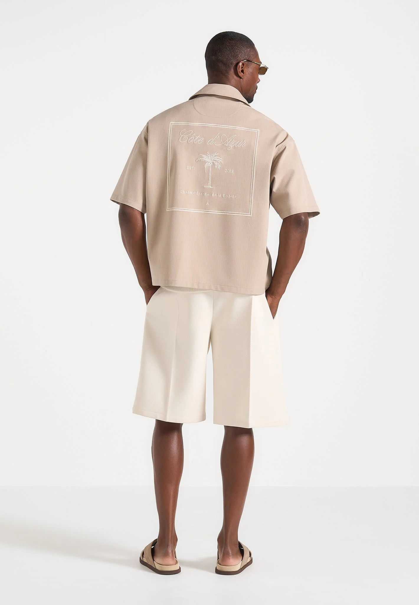 Alexis - Unisex Cote d'Azur Boxy Shirt - Beige - Image 8