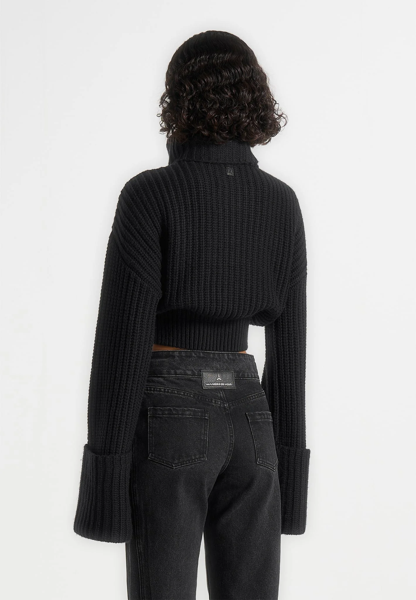 Amaya - Roll Neck Knit Sweater With Cuffs - Black - Image 6