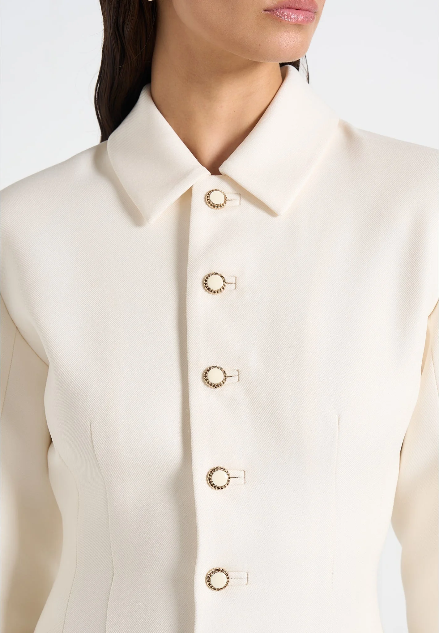 Amelie - Cinch Button Up Blazer Dress - Off White - Image 2
