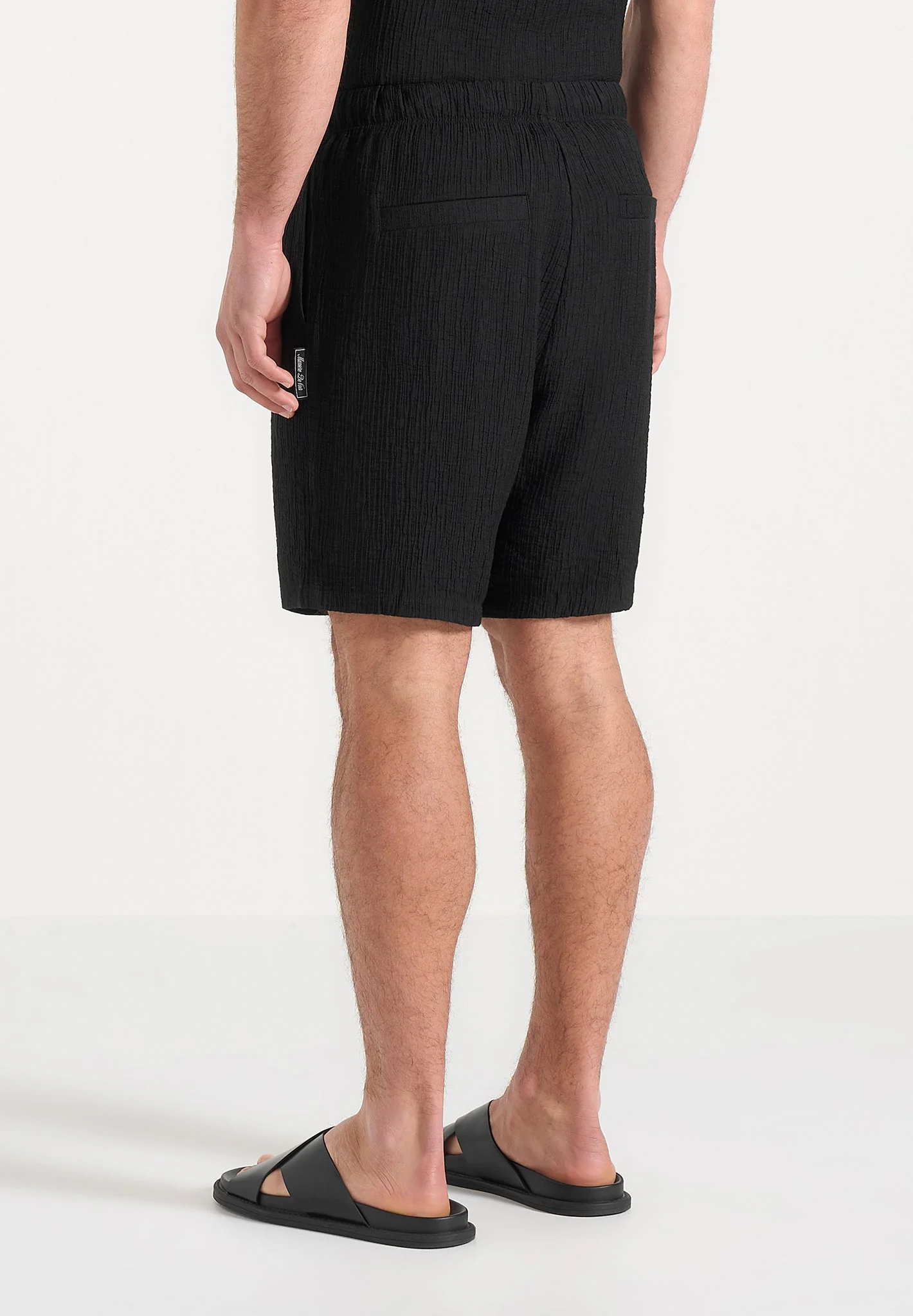 Ari - Unisex Textured Shorts - Black - Image 6