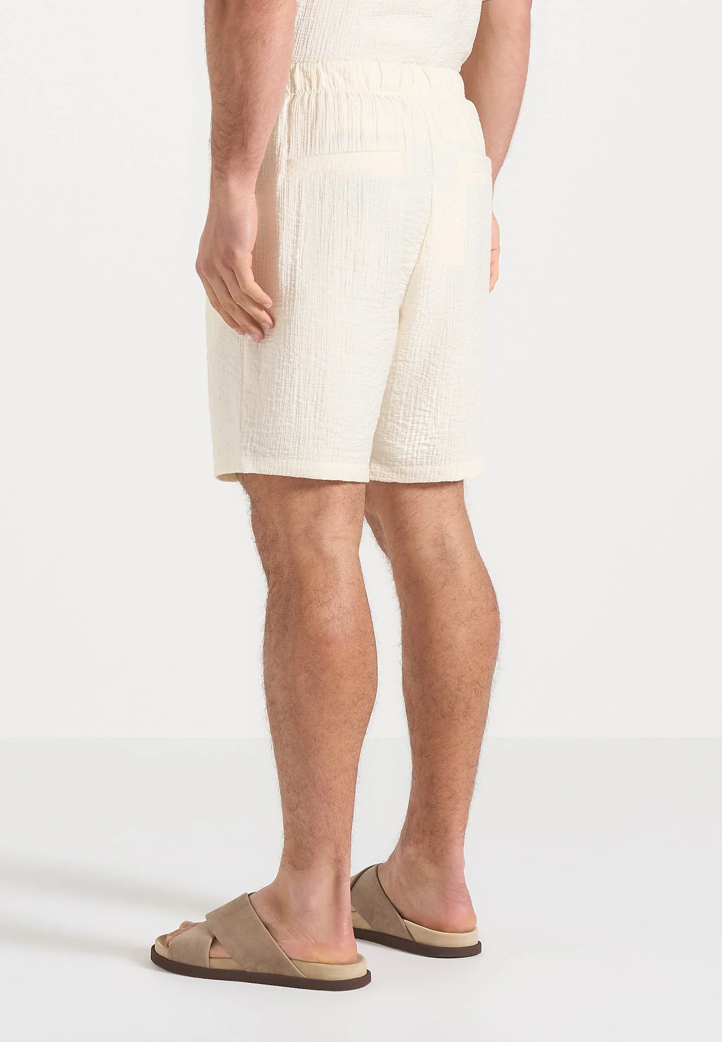Ari - Unisex Textured Shorts - Cream - Image 6