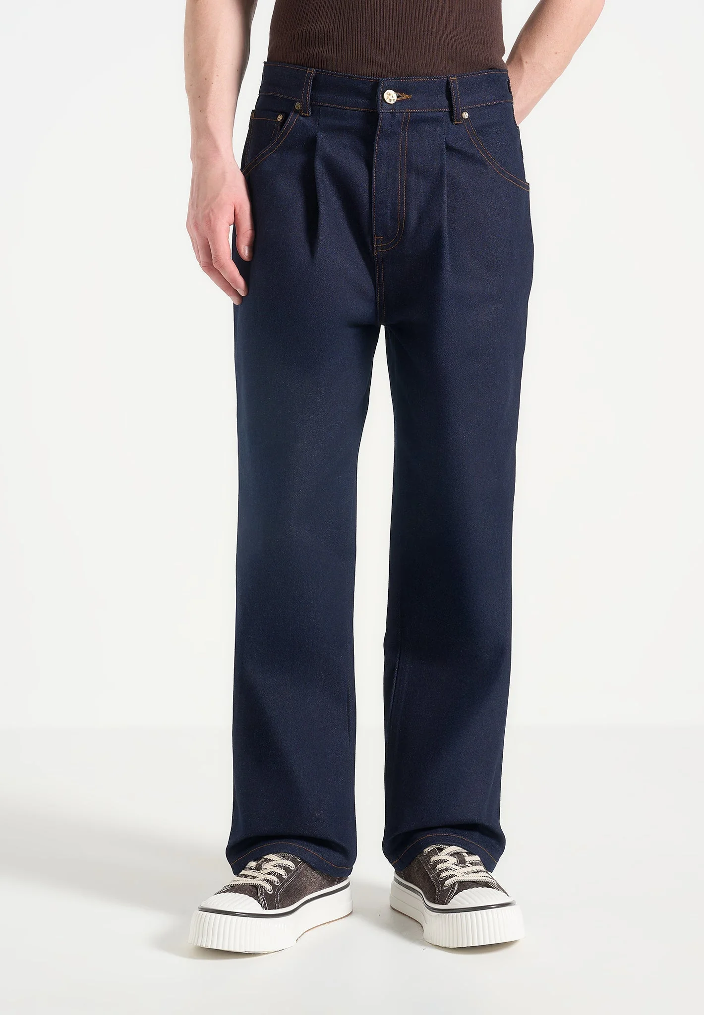 Arnault - Pleated Denim Jeans - Indigo - Image 4