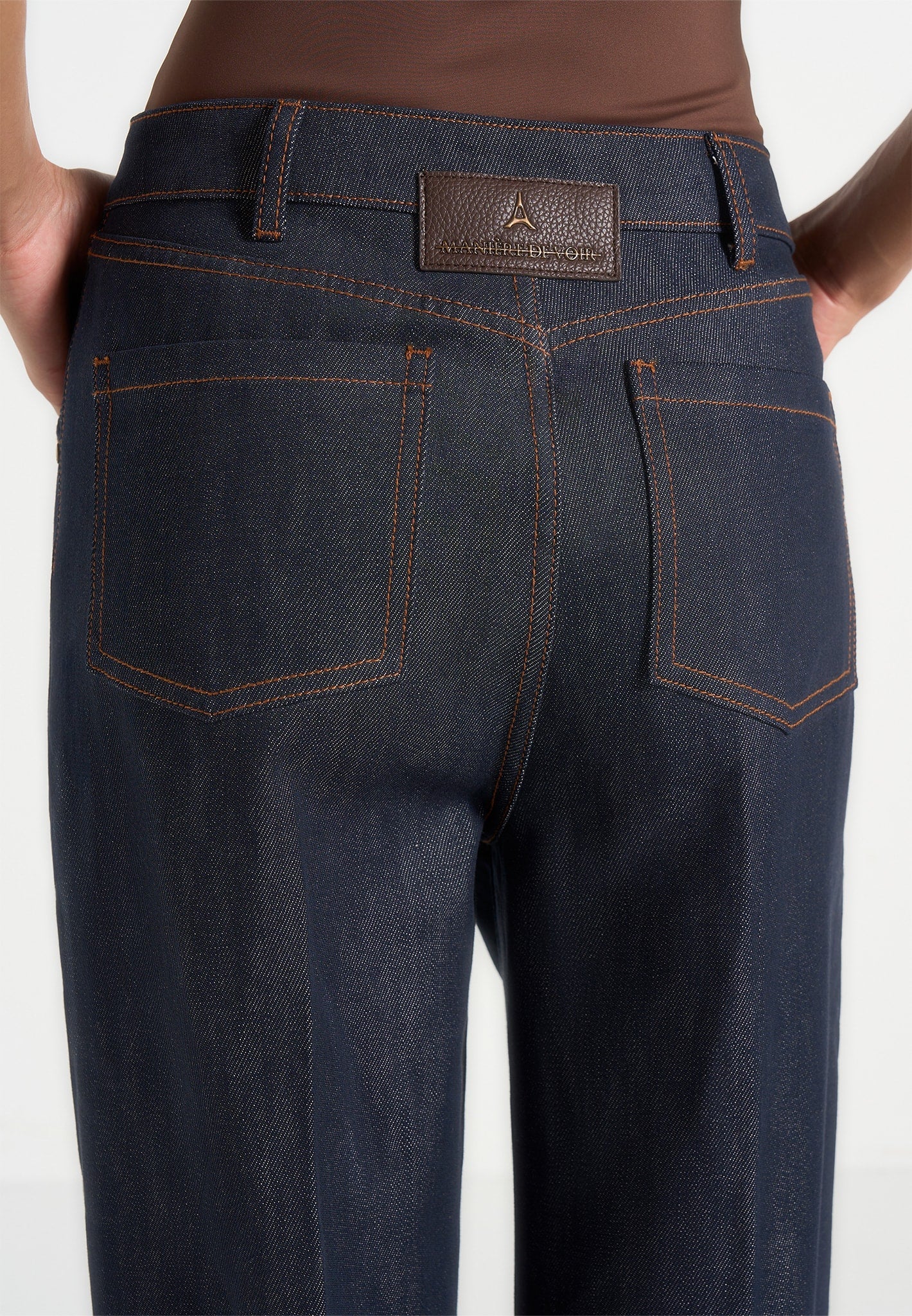 Astrid - Wrapover Wide Leg Denim Jeans - Indigo - Image 4