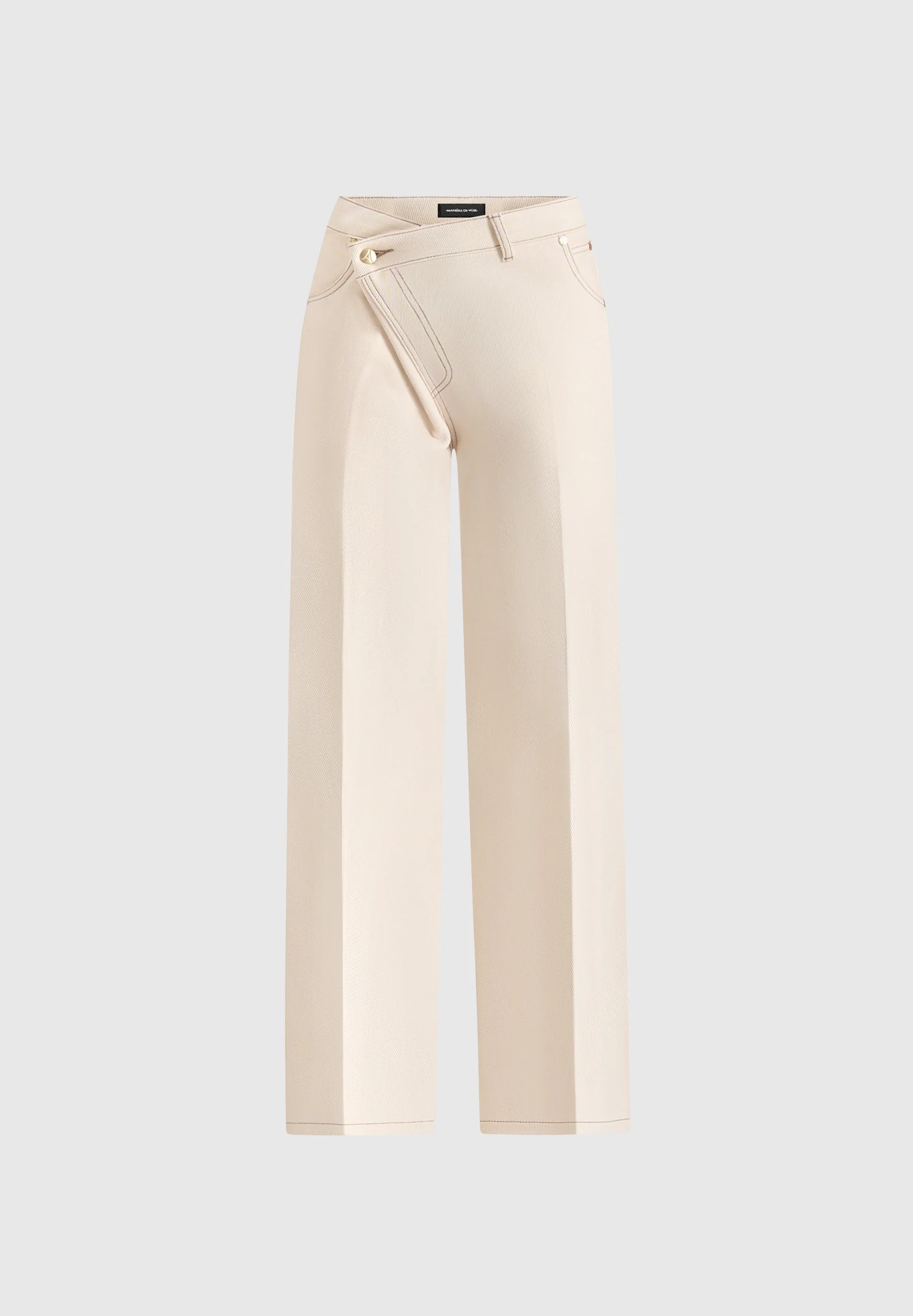 Astrid - Wrapover Wide Leg Jeans - Cream - Image 6