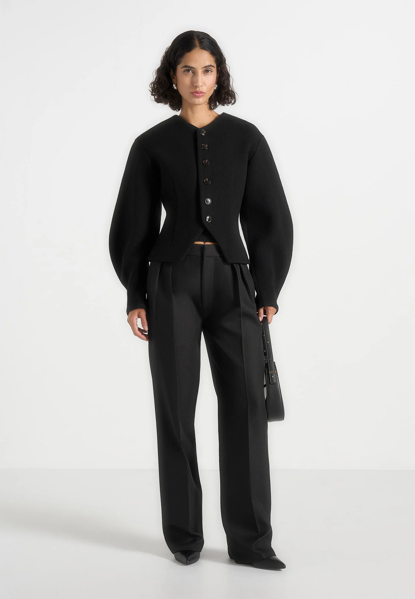 Aya - Wool Hourglass Jacket - Black - Image 2