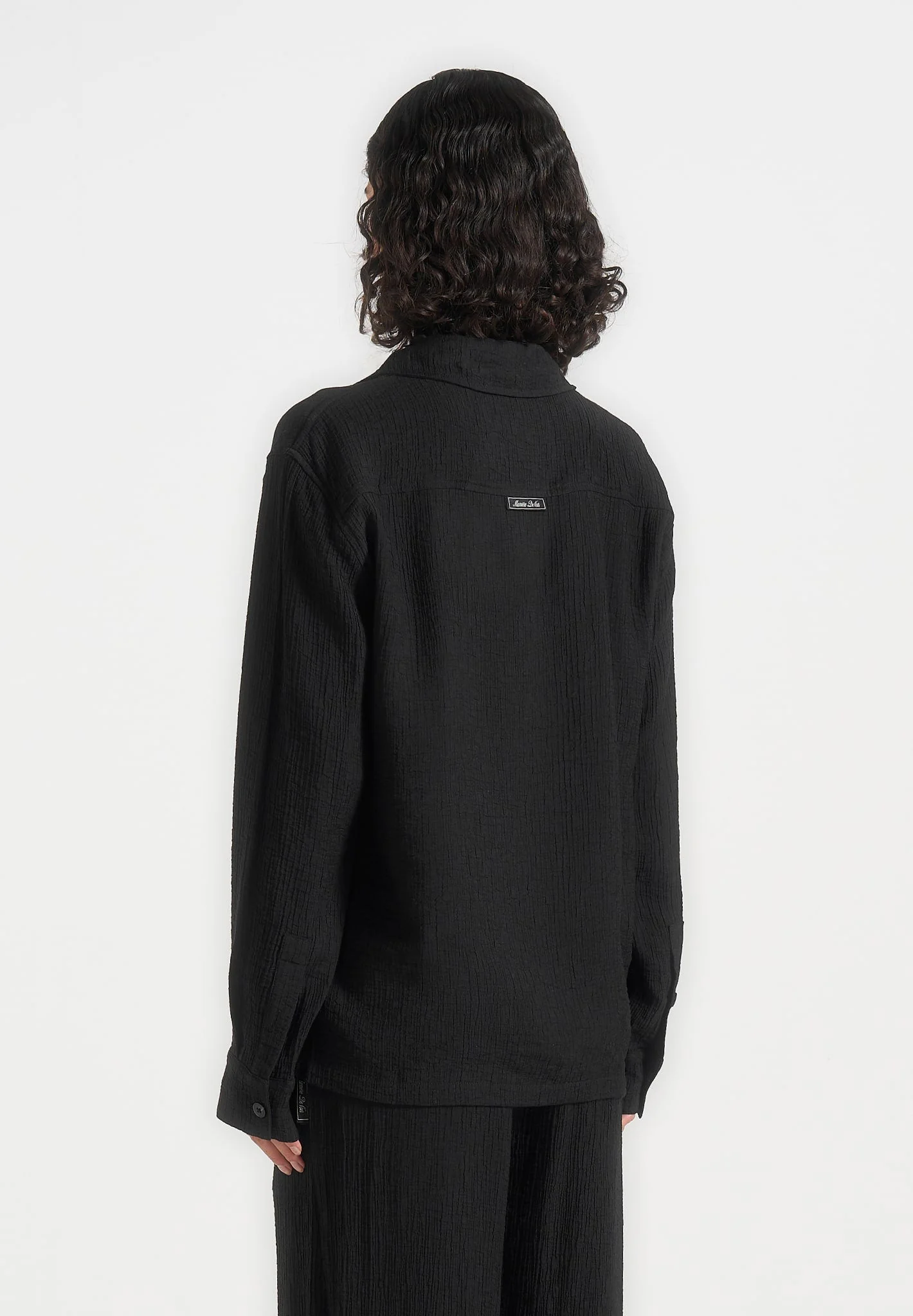 Bailey - Unisex Textured Long Sleeve Shirt - Black - Image 7
