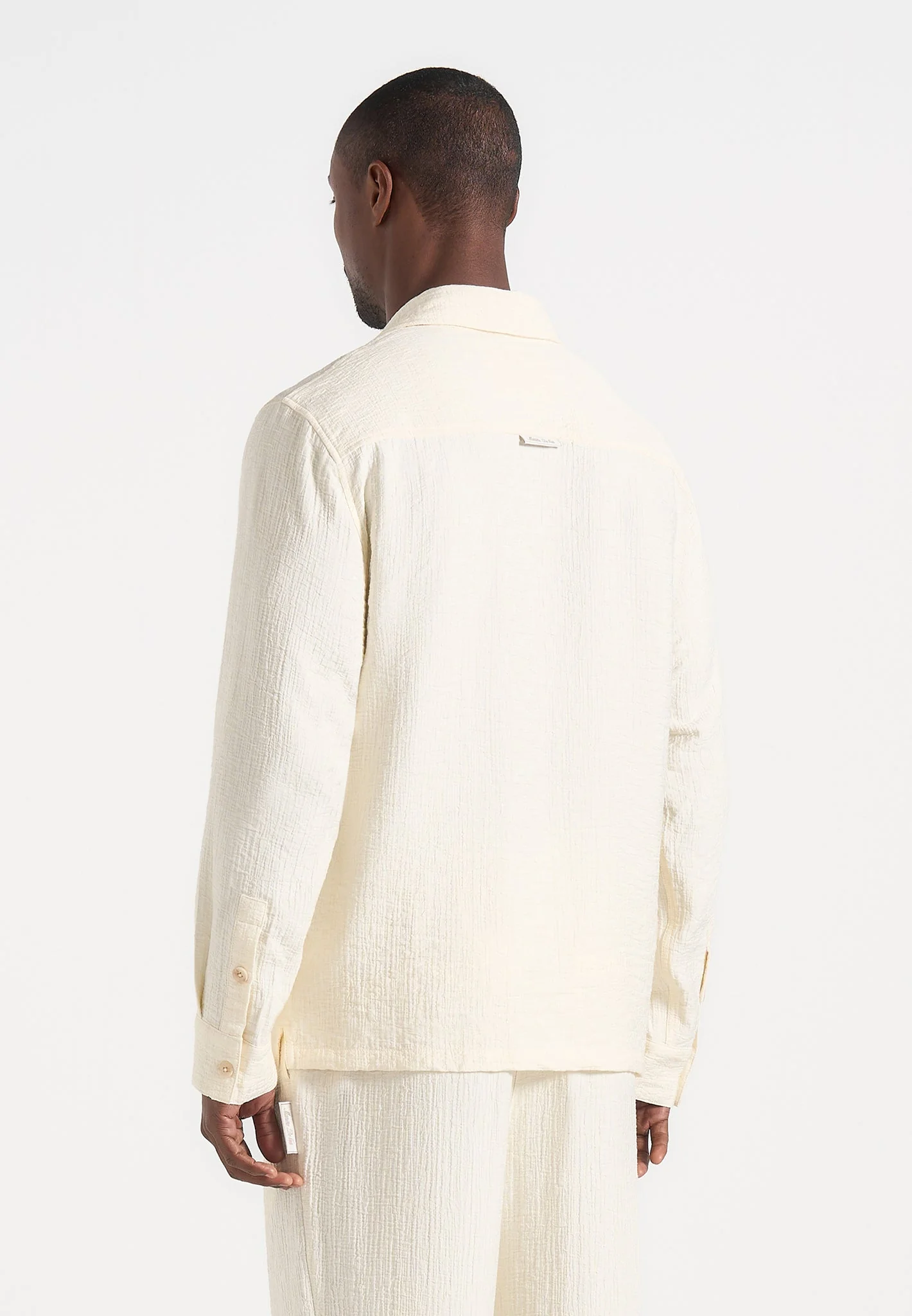 Bailey - Unisex Textured Long Sleeve Shirt - Cream - Image 5