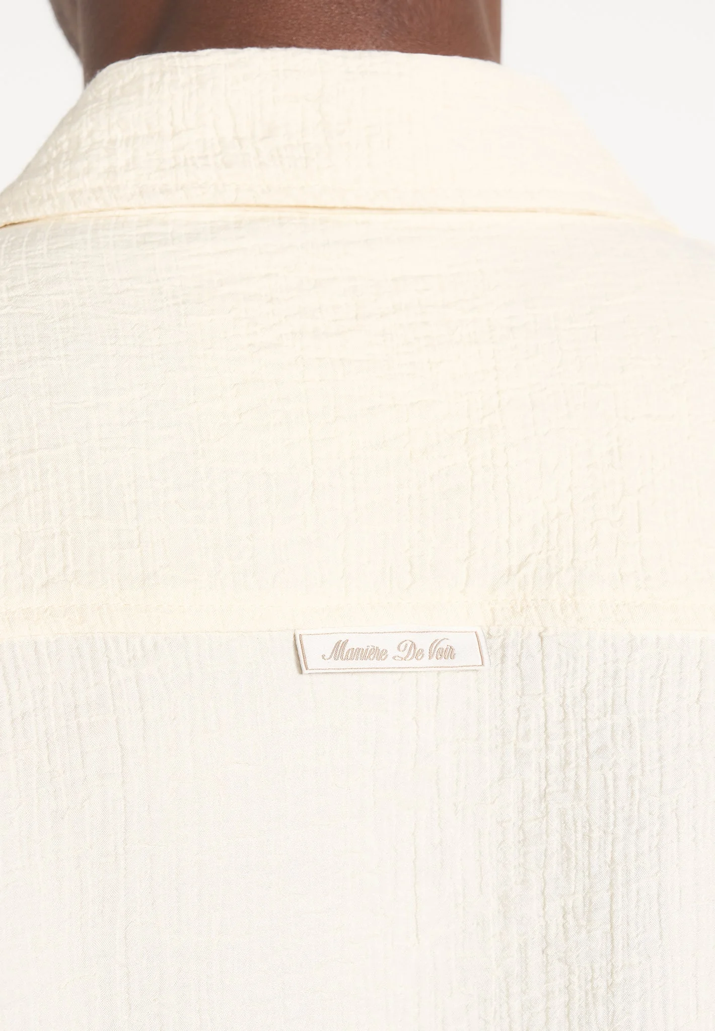 Bailey - Unisex Textured Long Sleeve Shirt - Cream - Image 6