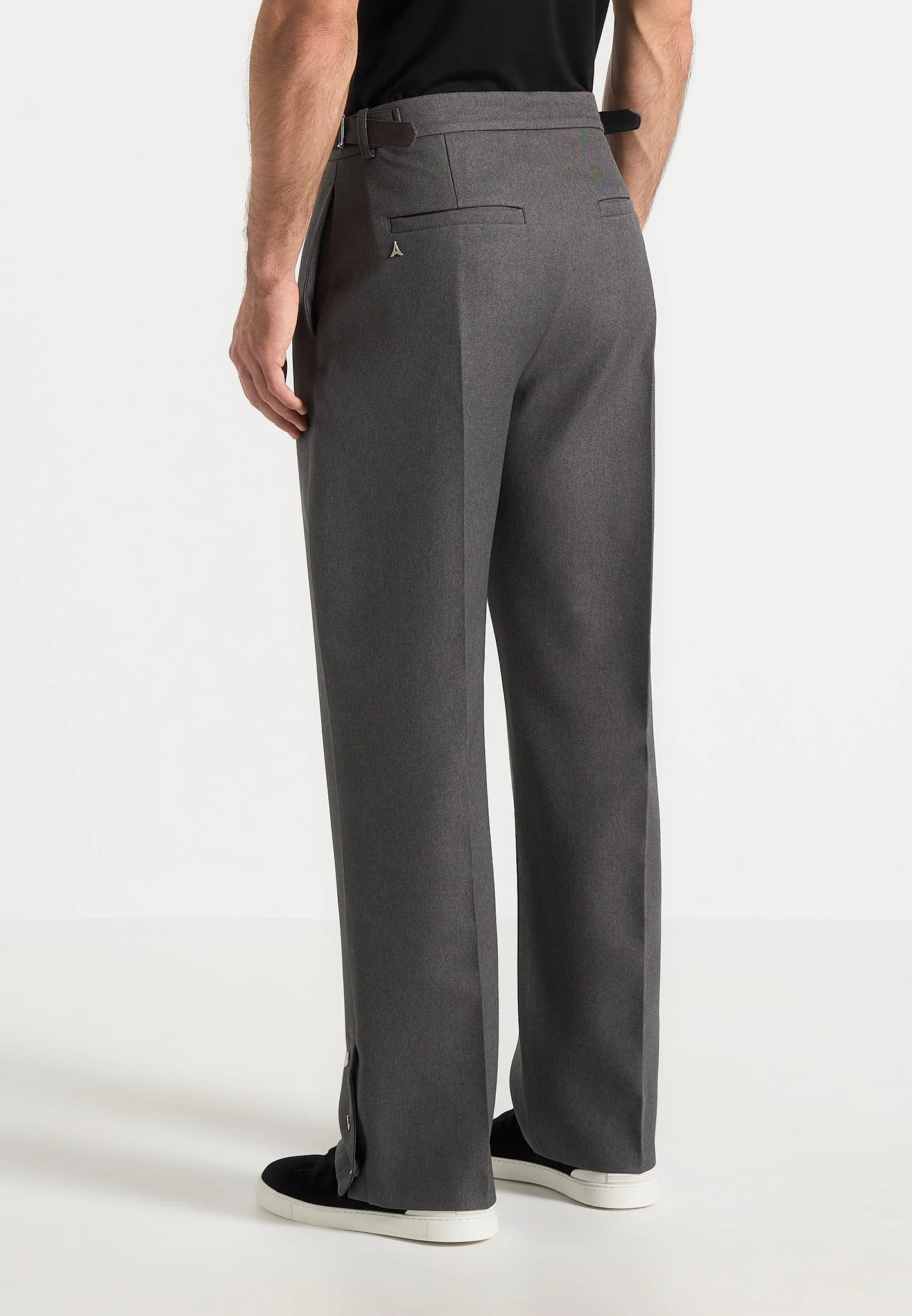 Boris - Relaxed Fit Tailored Button Cuff Trousers - Grey - Image 6