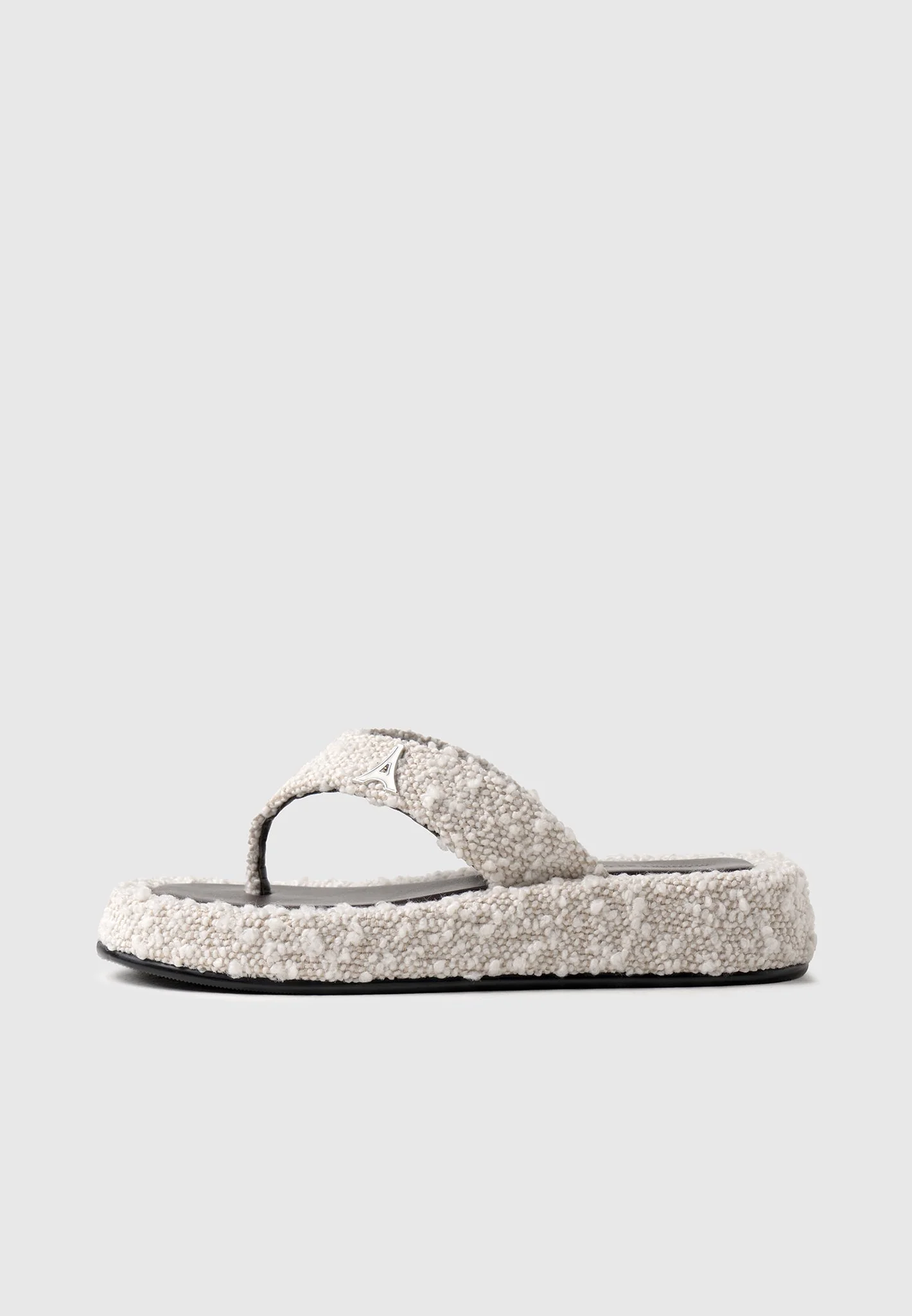 Rosalie - Boucle Flatform Sandals - Off White/Brown - Image 5