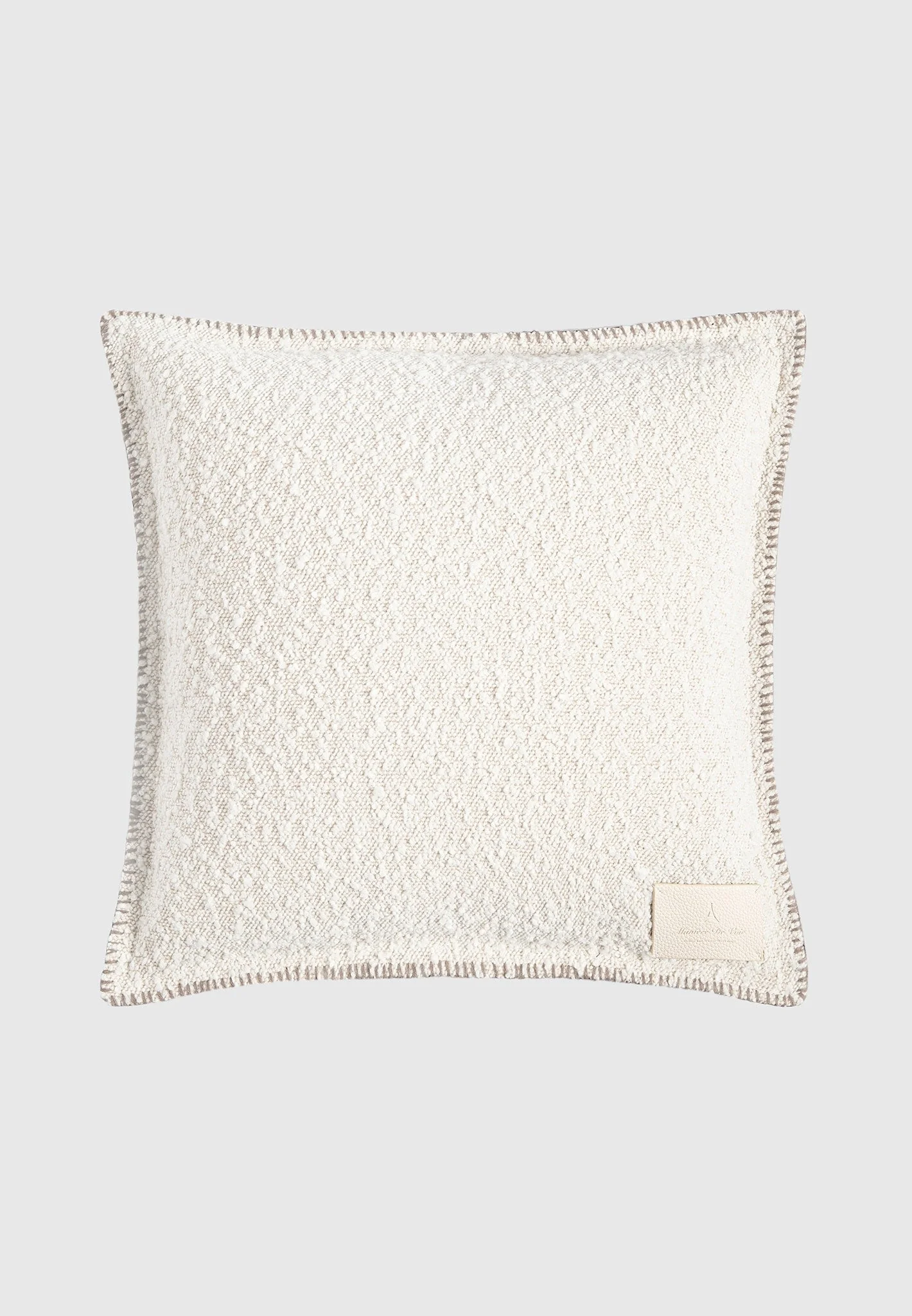 Boucle & Whipstitch Reversible Cushion - Brown/Cream