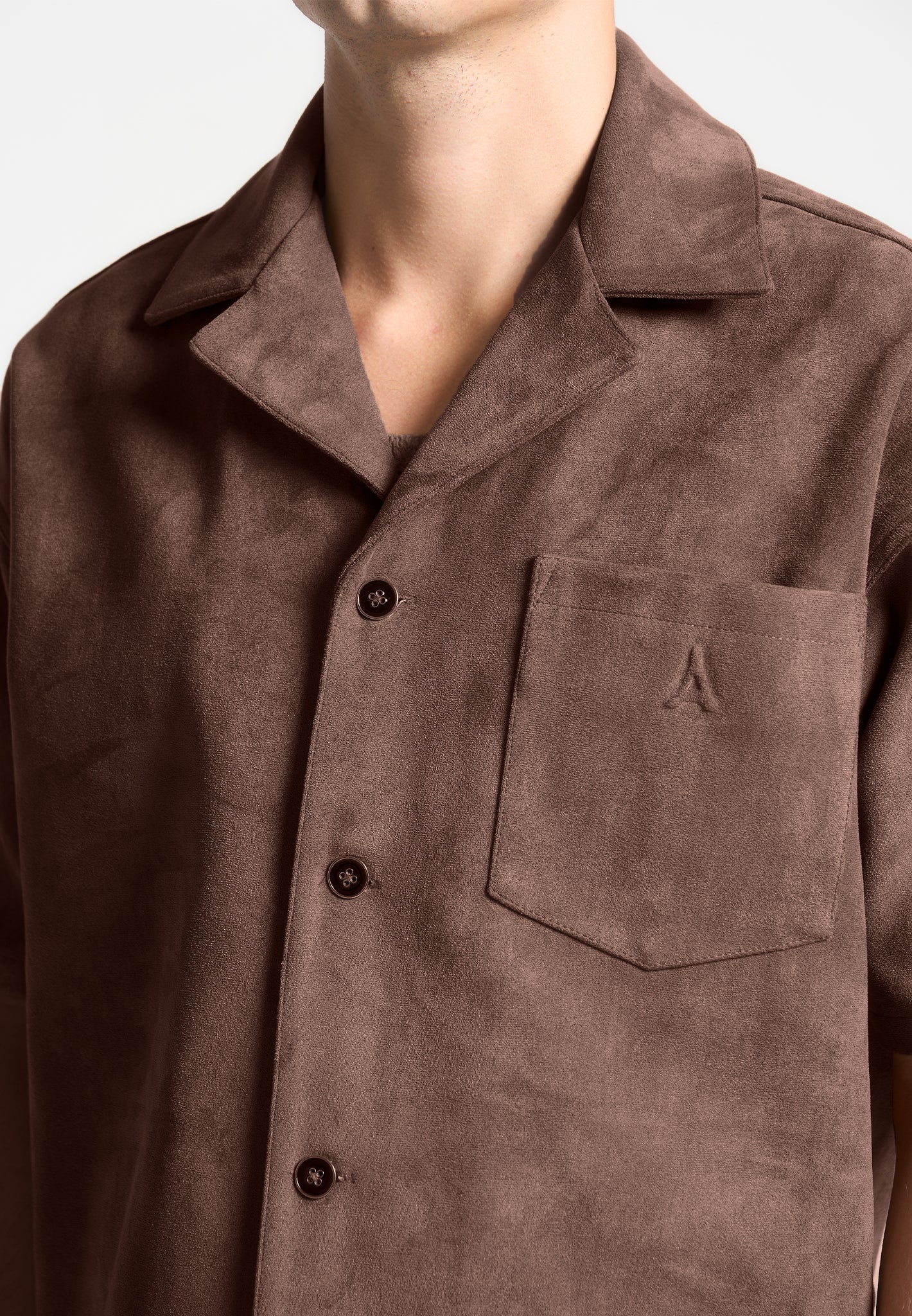 Luc - Boxy Suede Shirt - Brown - Image 3