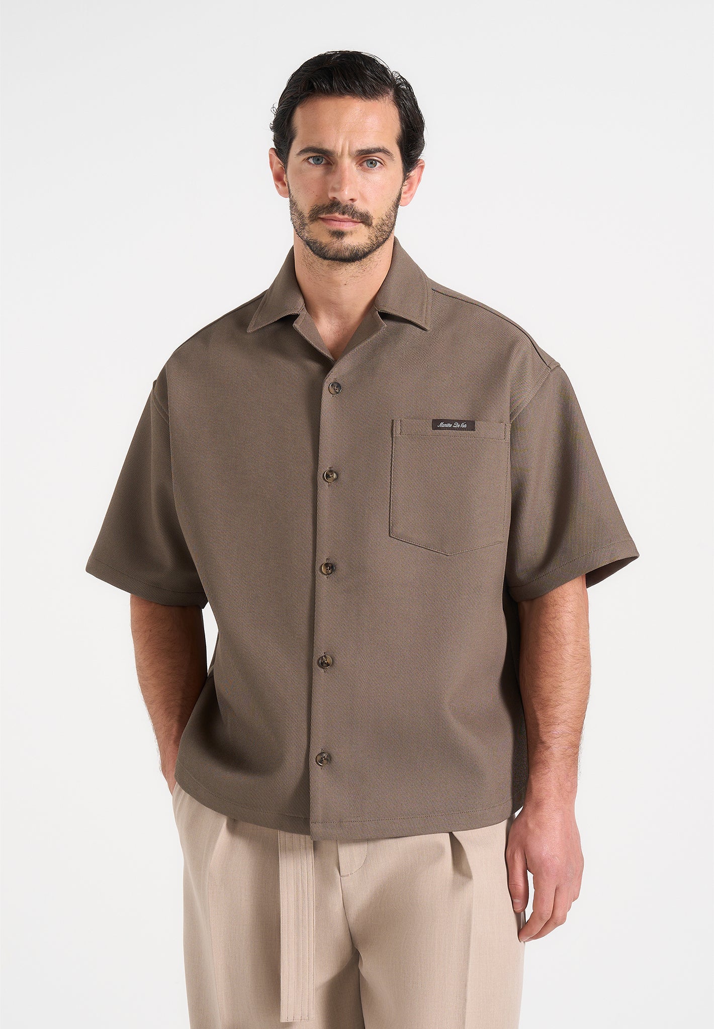 Brook - Unisex Signature Twill Boxy Shirt - Olive - Image 4