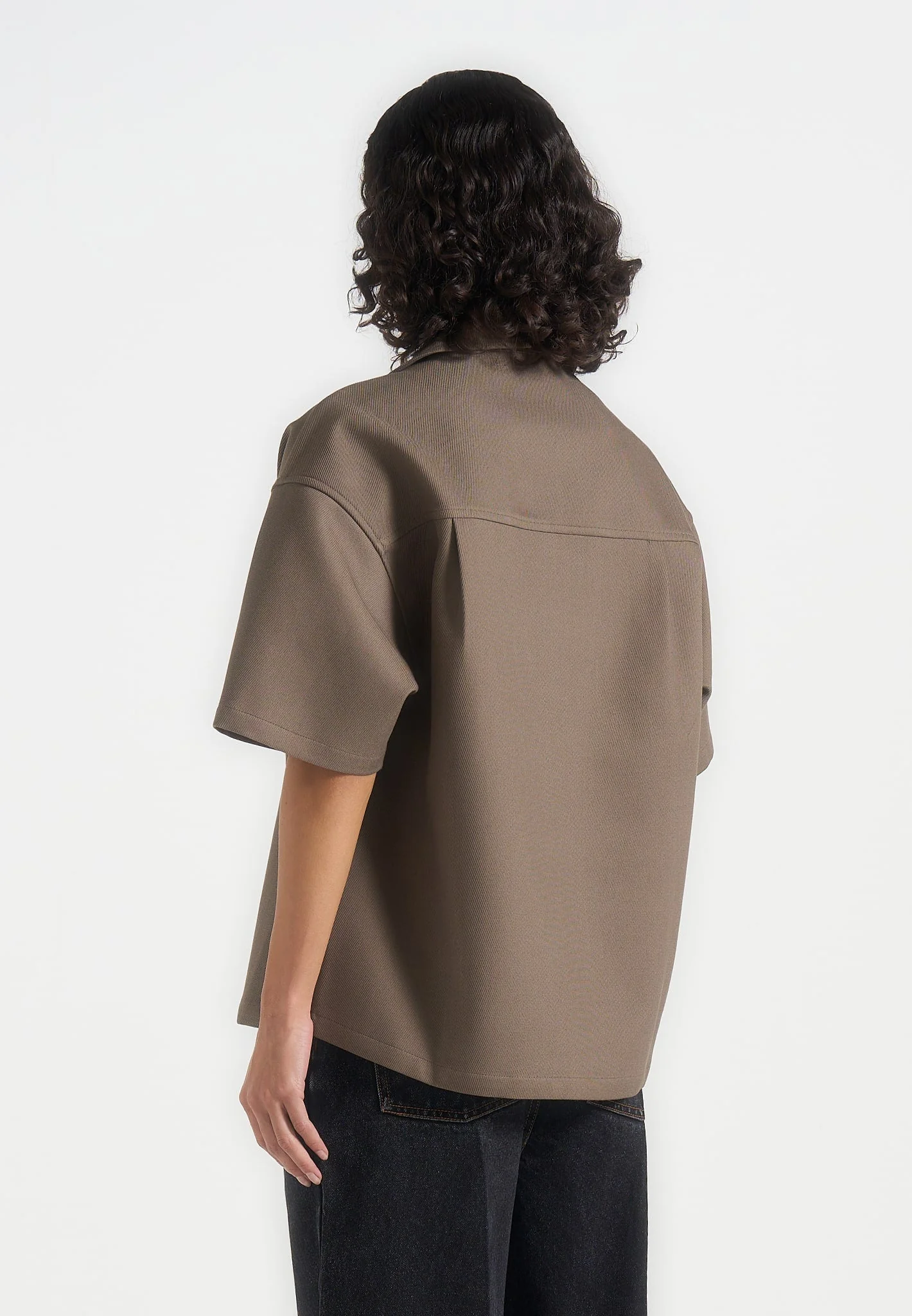 Brook - Unisex Signature Twill Boxy Shirt - Olive - Image 7