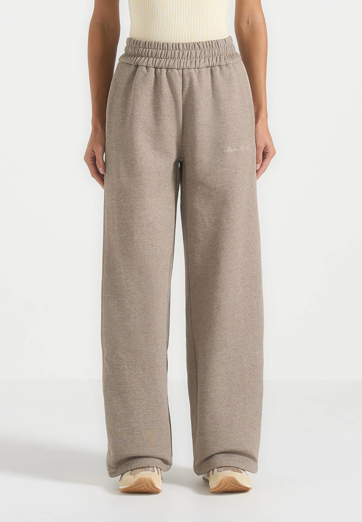 Caya - Two Tone Wide Leg Popper Joggers - Beige - Image 2