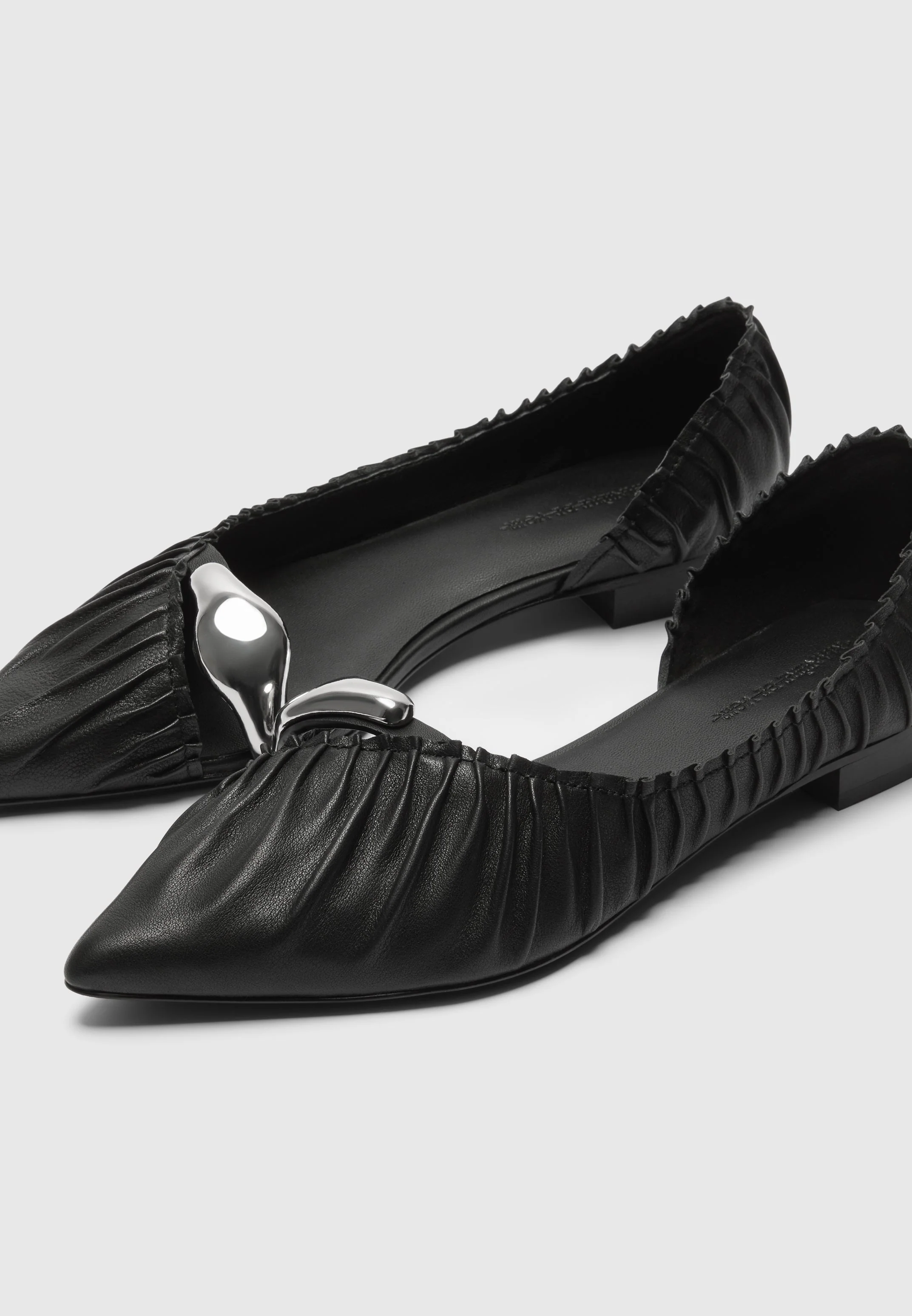 Celeste - Leather Ballet Flats with Hardware - Black - Image 3