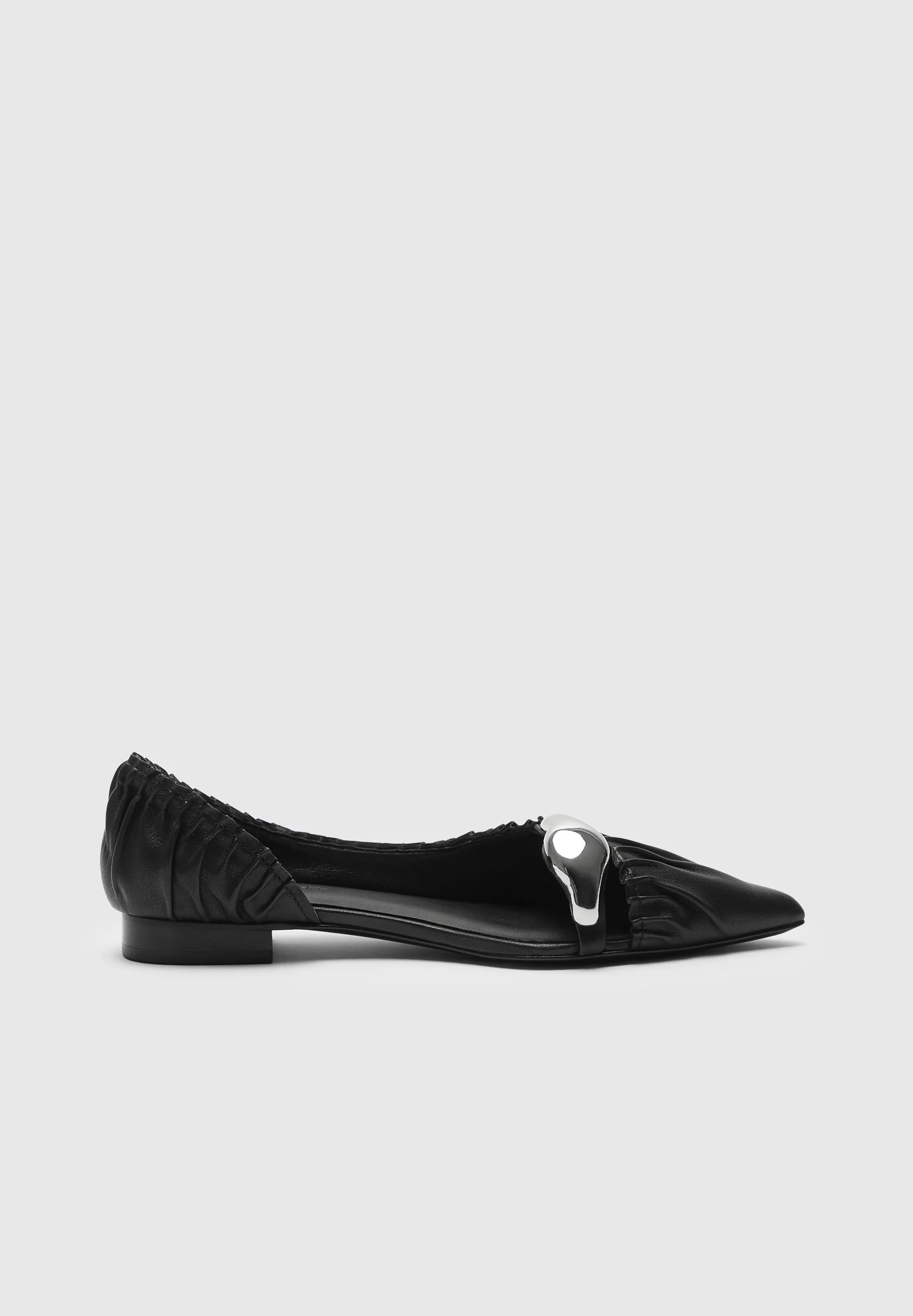 Celeste - Leather Ballet Flats with Hardware - Black - Image 4