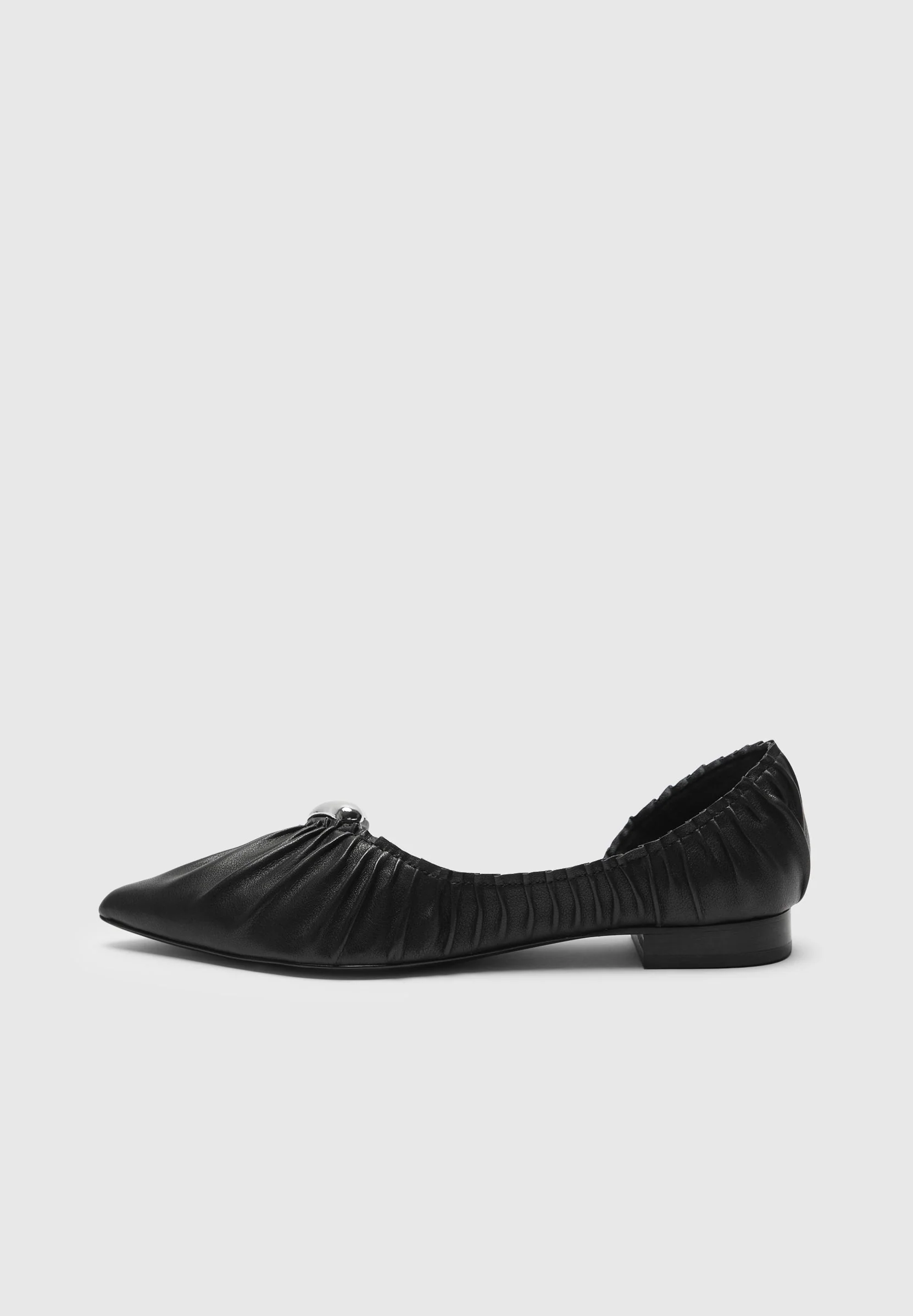 Celeste - Leather Ballet Flats with Hardware - Black - Image 6
