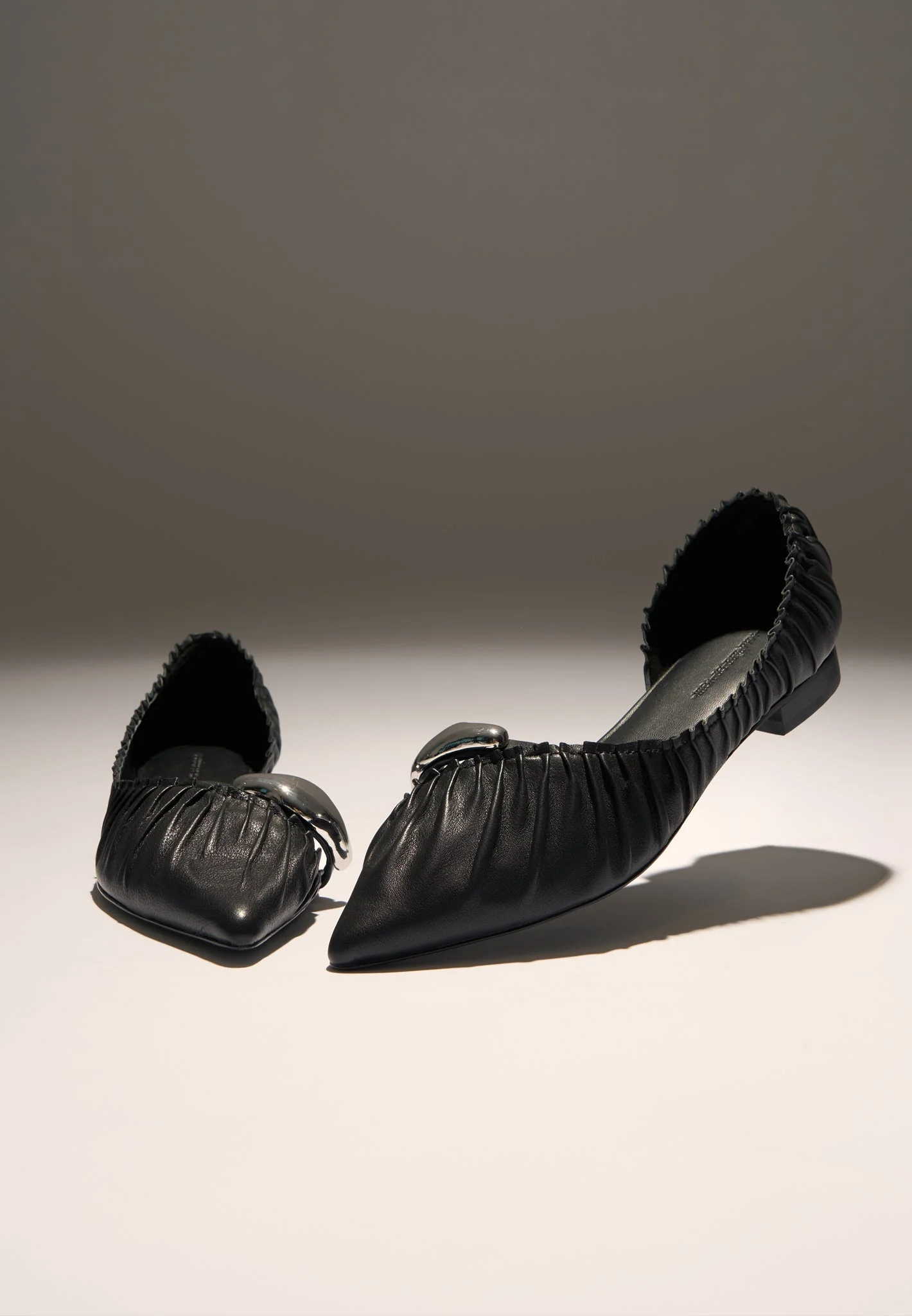 Celeste - Leather Ballet Flats with Hardware - Black - Image 7