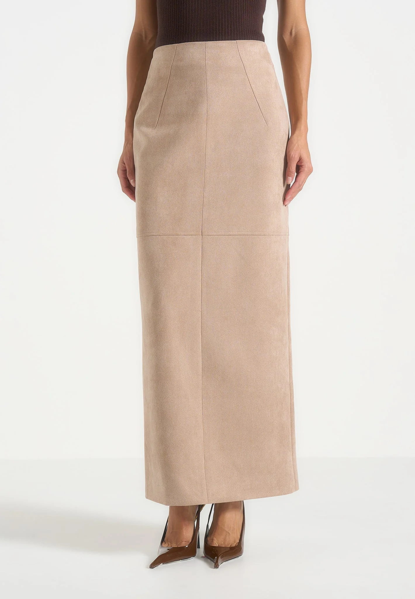 Celie - Suede Maxi Skirt - Taupe - Image 2