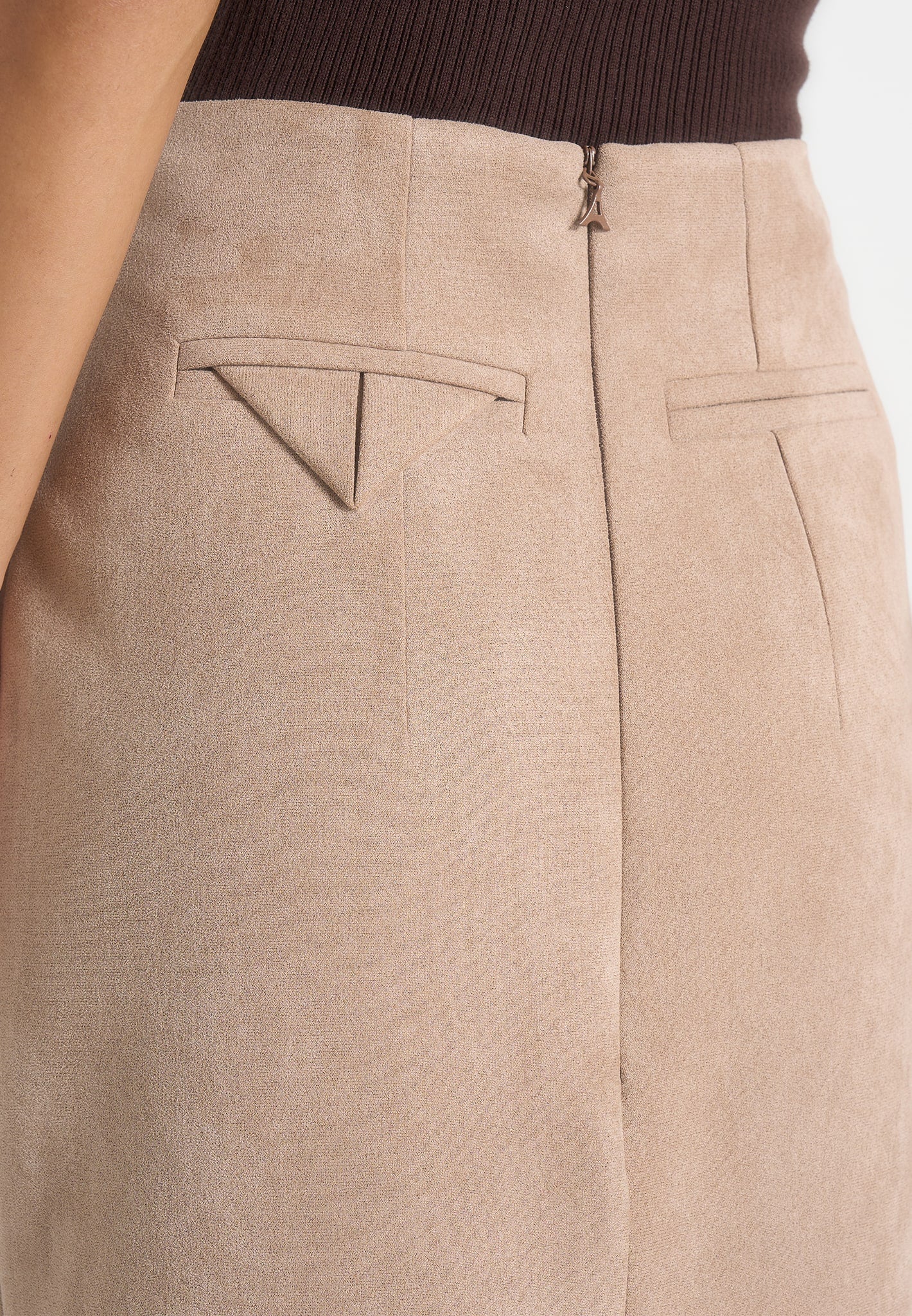 Celie - Suede Maxi Skirt - Taupe - Image 4
