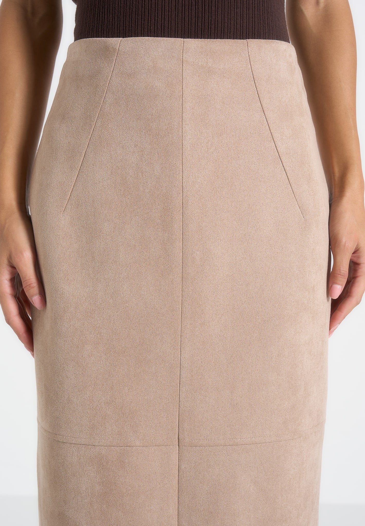 Celie - Suede Maxi Skirt - Taupe - Image 5