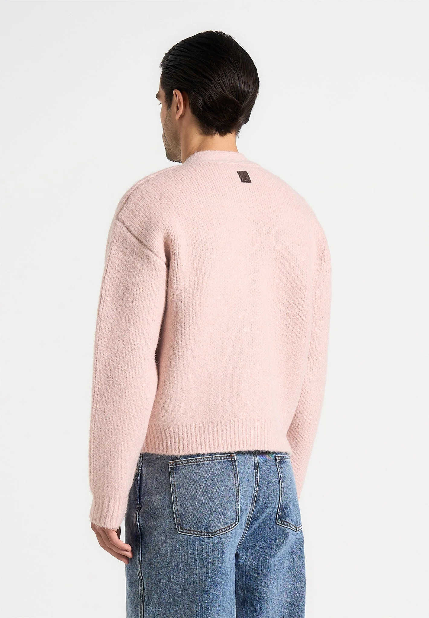 Charlie - Unisex Knitted Cardigan - Pale Pink - Image 6