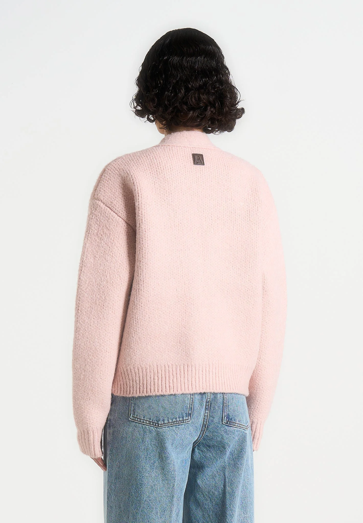 Charlie - Unisex Knitted Cardigan - Pale Pink - Image 7
