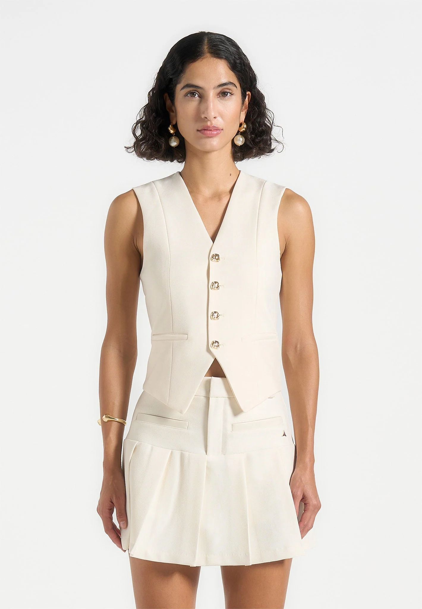 Christine - Tailored Cinch Waistcoat - Off White - Image 6