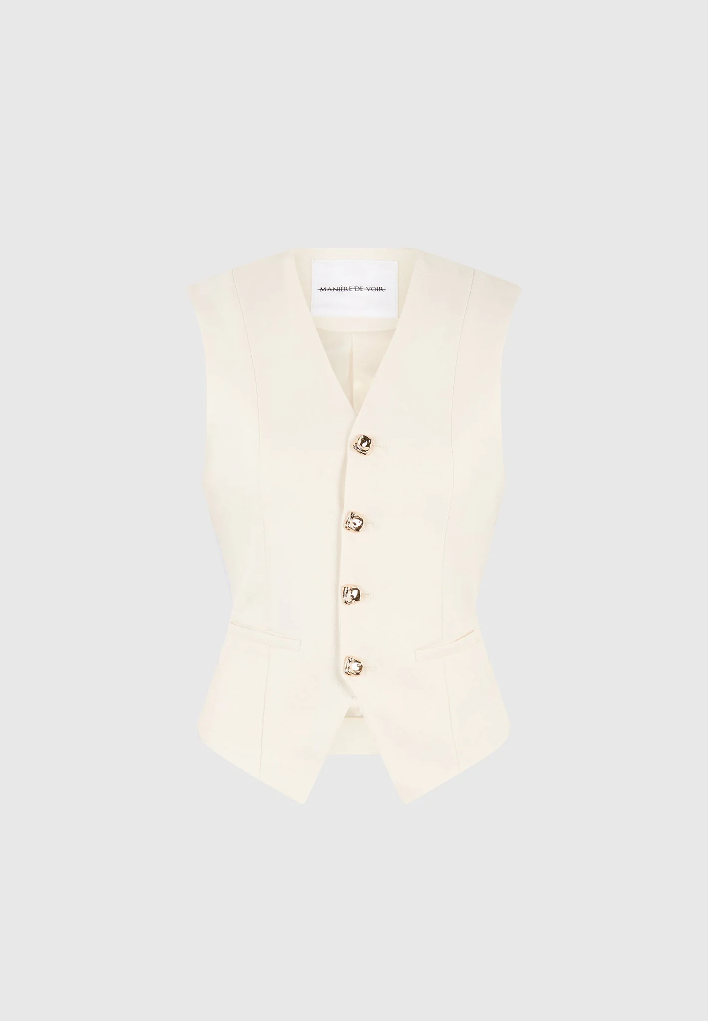 Christine - Tailored Cinch Waistcoat - Off White - Image 7