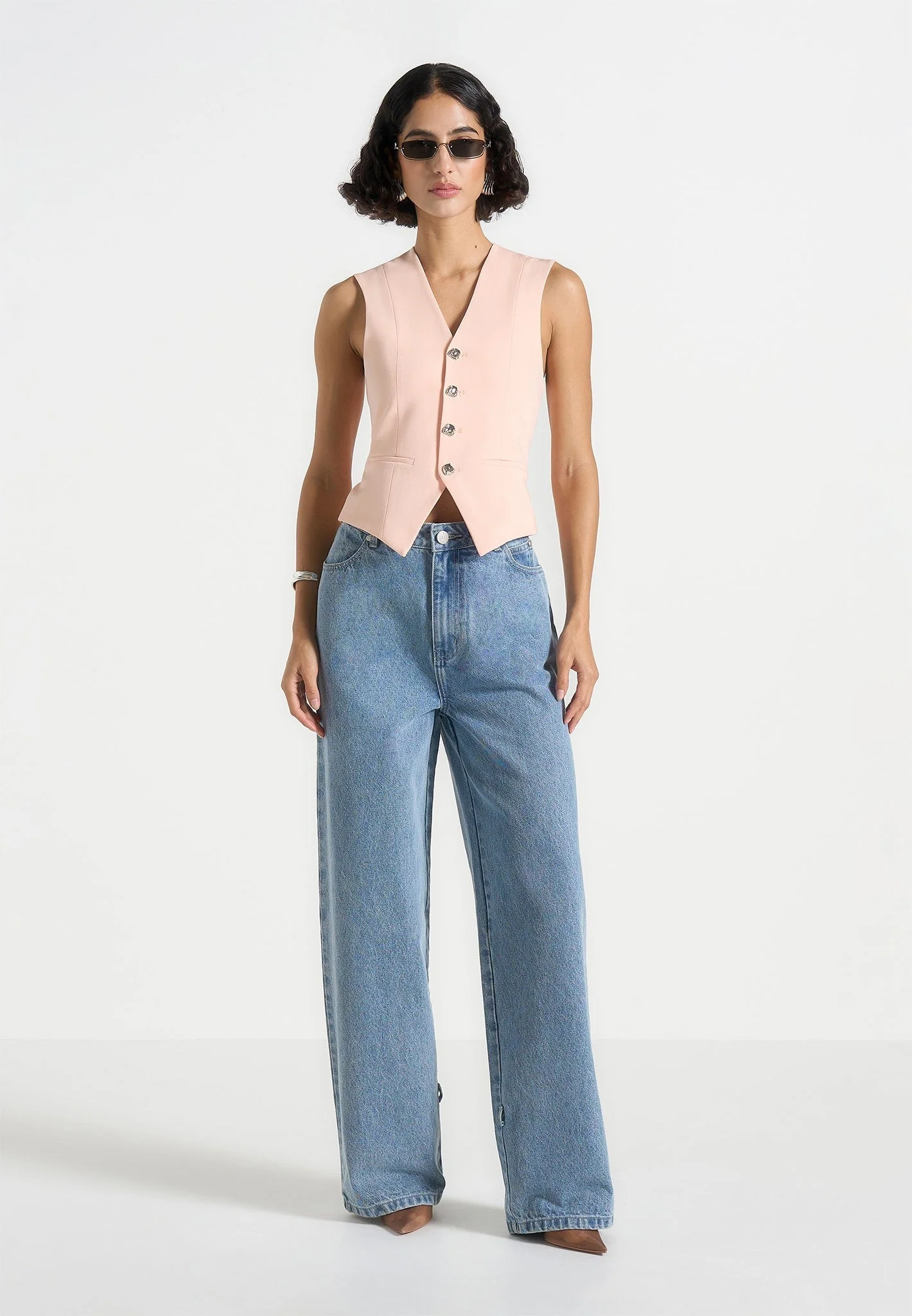 Christine - Tailored Cinch Waistcoat - Peach - Image 6