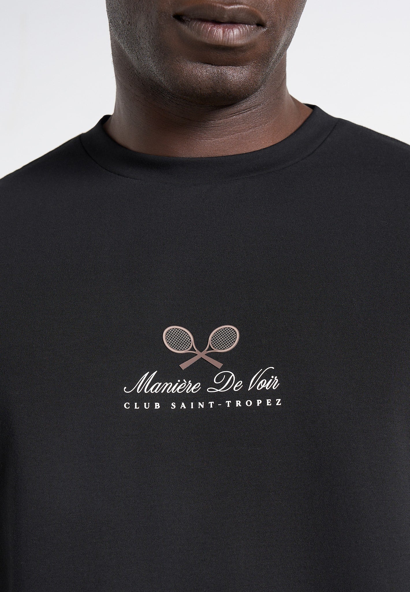 Aaron - Club Saint-Tropez Cotton T-Shirt - Black - Image 2