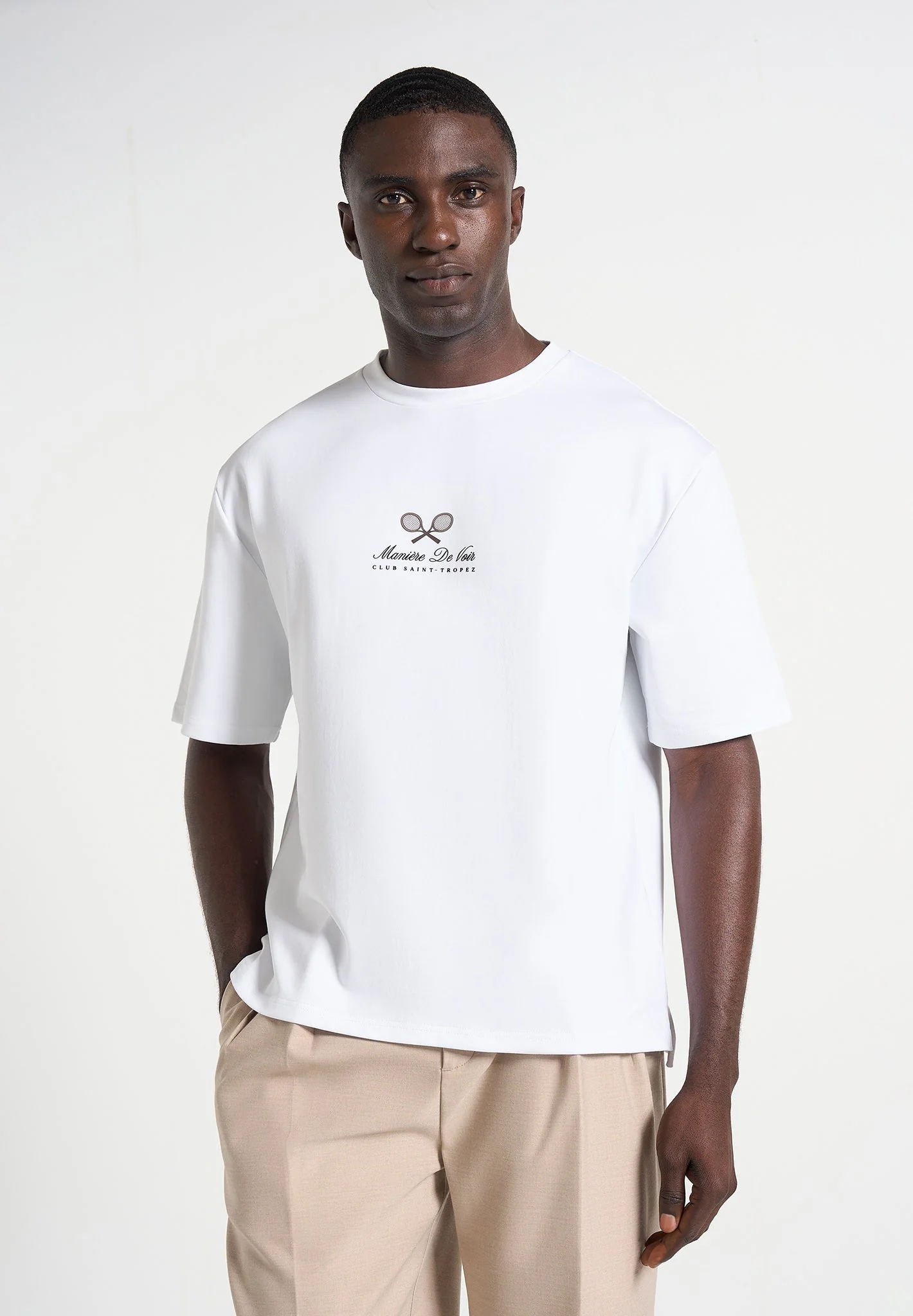 Aaron - Club Saint-Tropez Cotton T-Shirt - White - Image 2