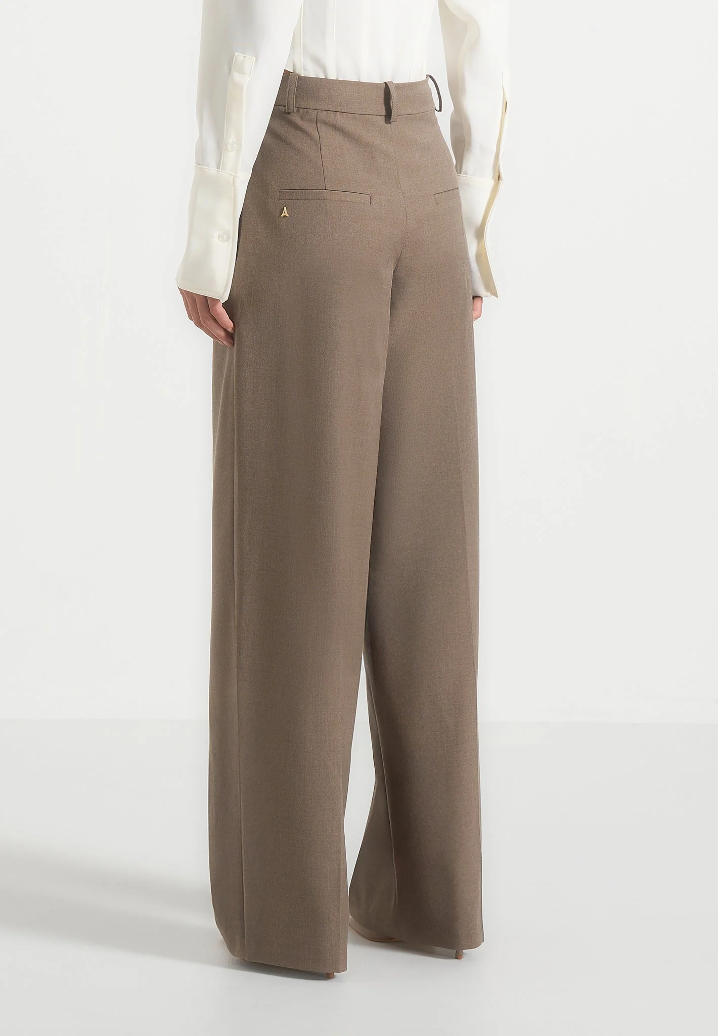 Colette - Tailored Wrap Pleat Trousers - Taupe - Image 5
