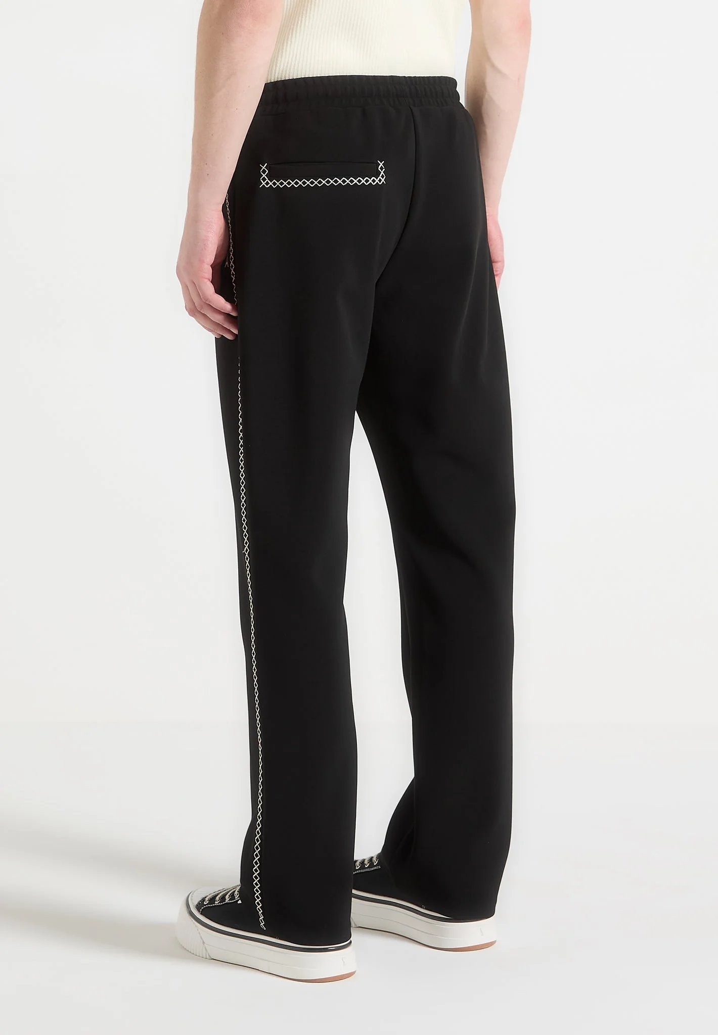 Gael - Contrast Whipstitch Relaxed Track Pants - Black - Image 5