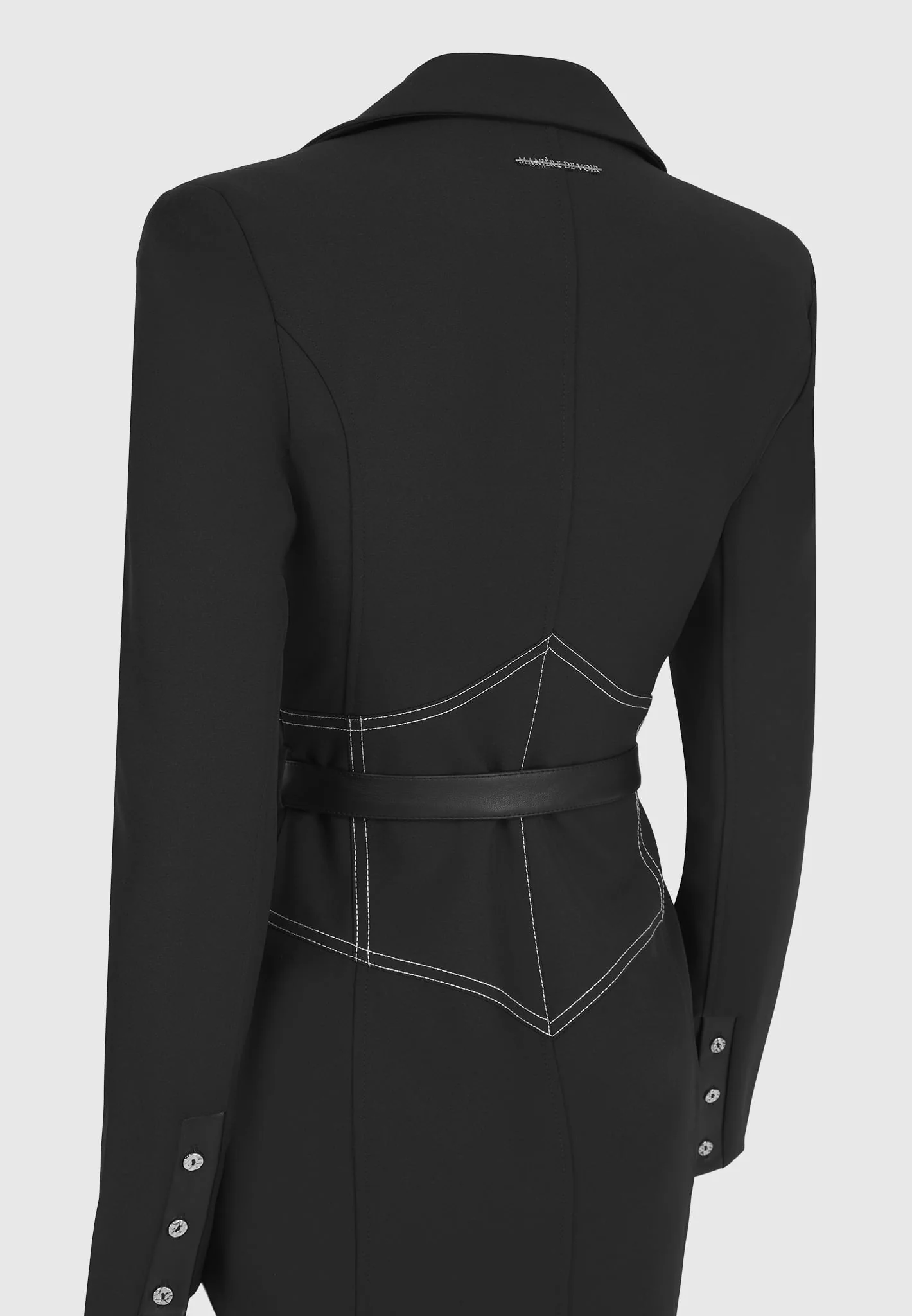Corset Blazer Dress with Chain - Black - Image 7