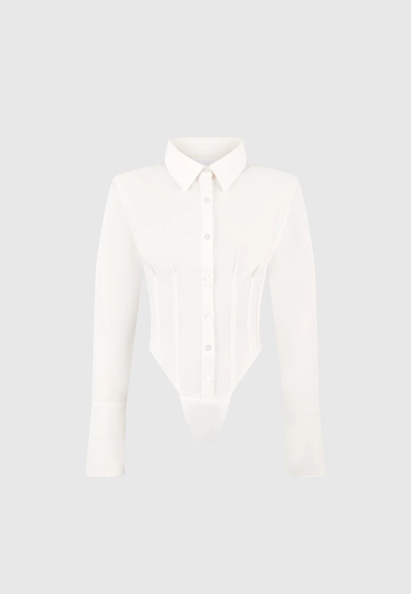 Agnes - Corset Shirt Bodysuit - Off White - Image 5