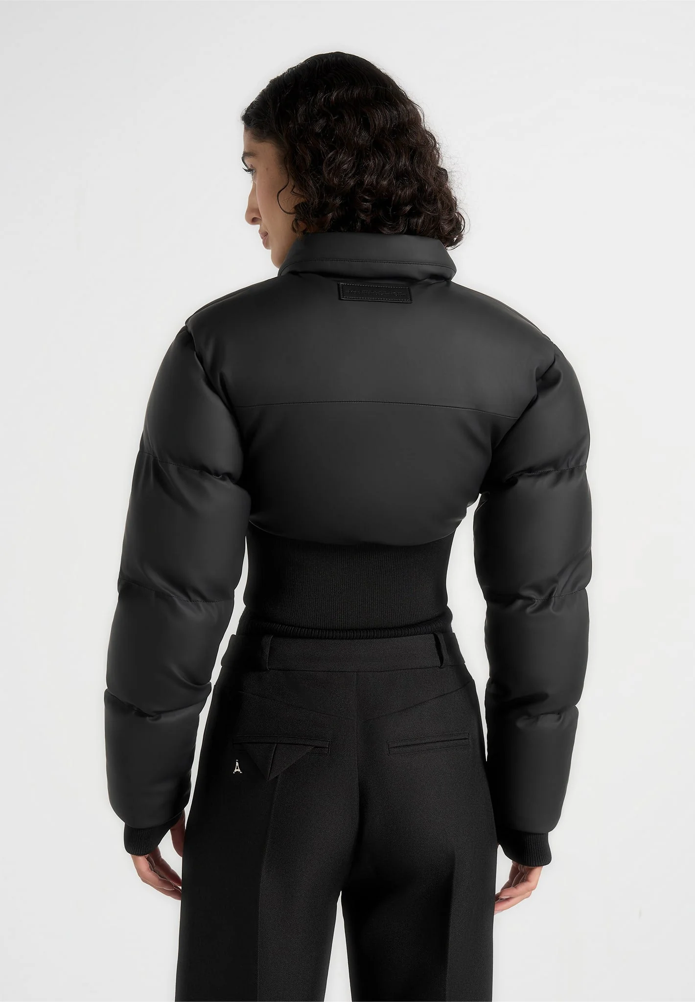 Dalya - Matte Cropped Biker Puffer Jacket - Black - Image 5