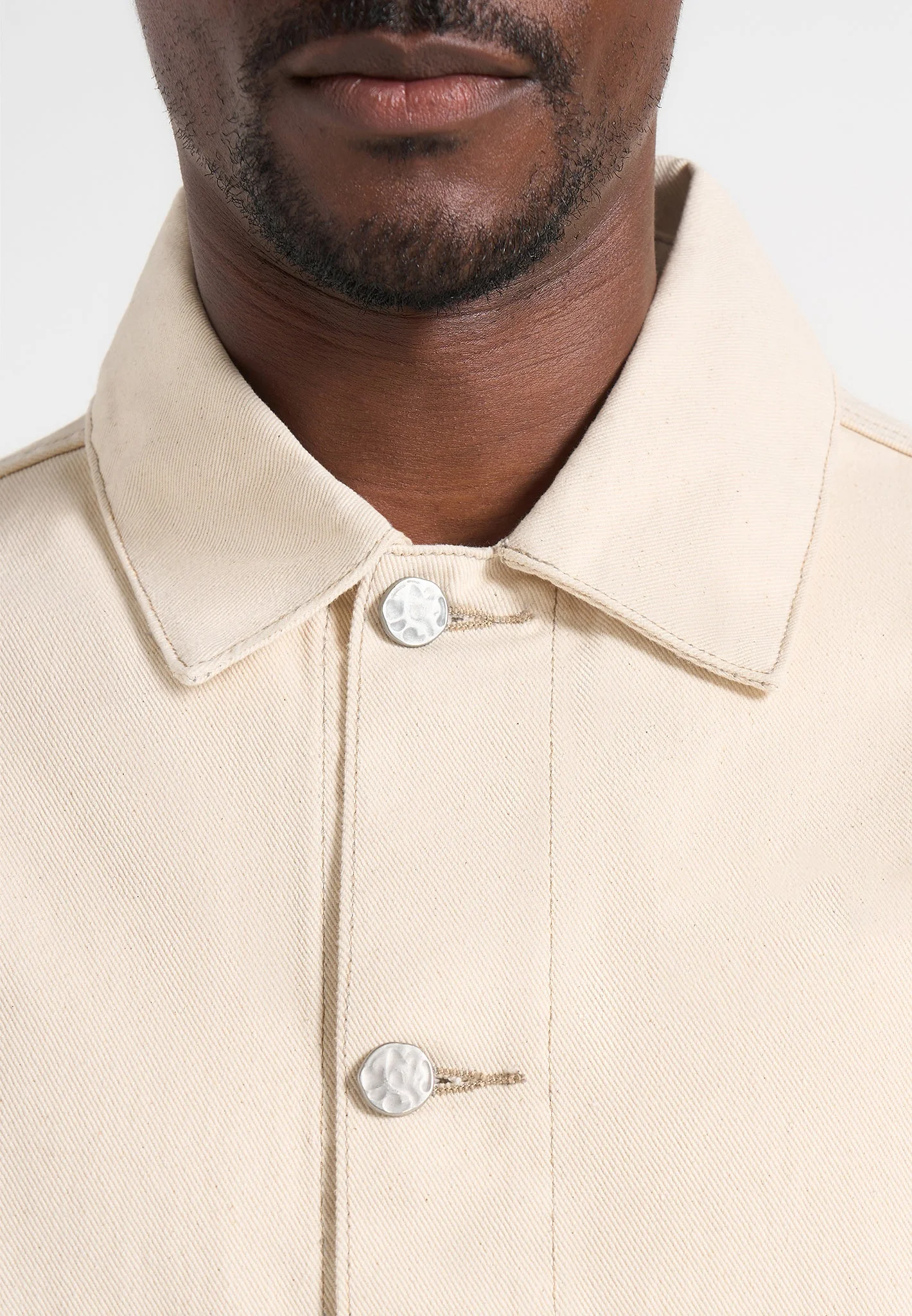 Damien - Boxy Fit Denim Jacket - Cream - Image 4