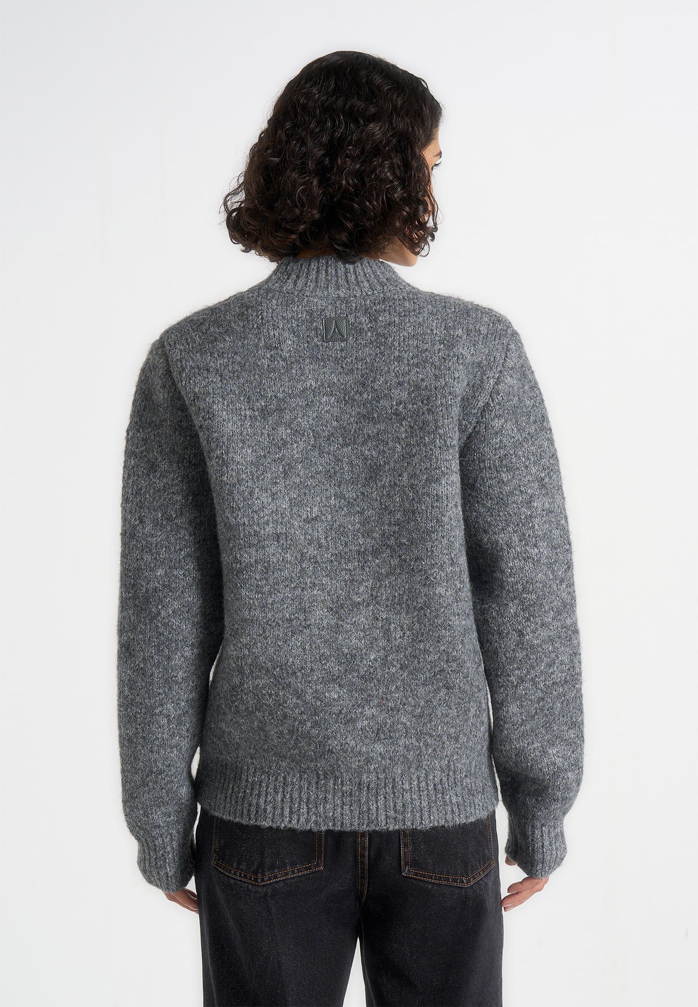 Dani - Unisex Asymmetric Brushed Knit Cardigan - Grey - Image 8