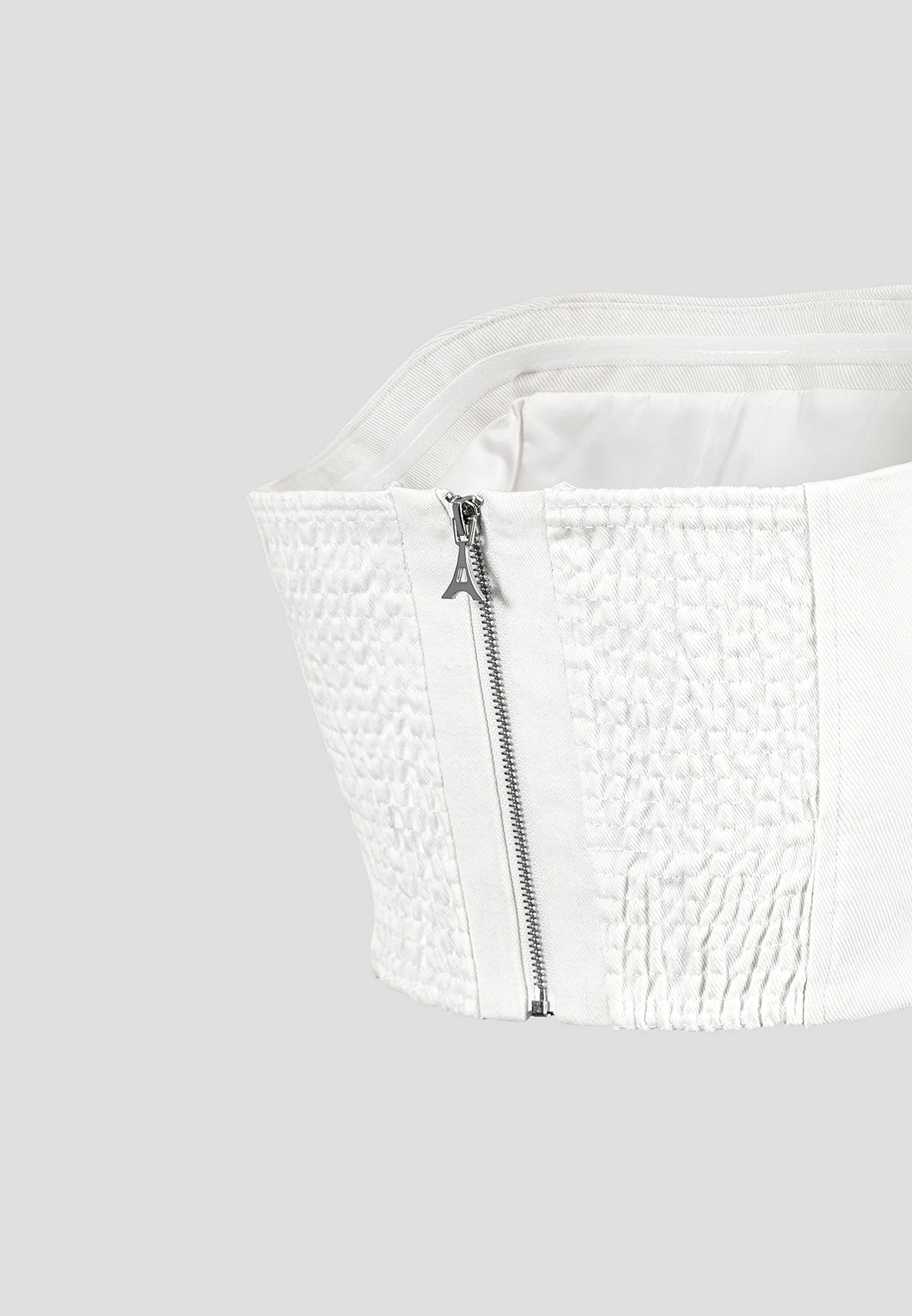 Denim Bandeau Corset Top - Off White - Image 6