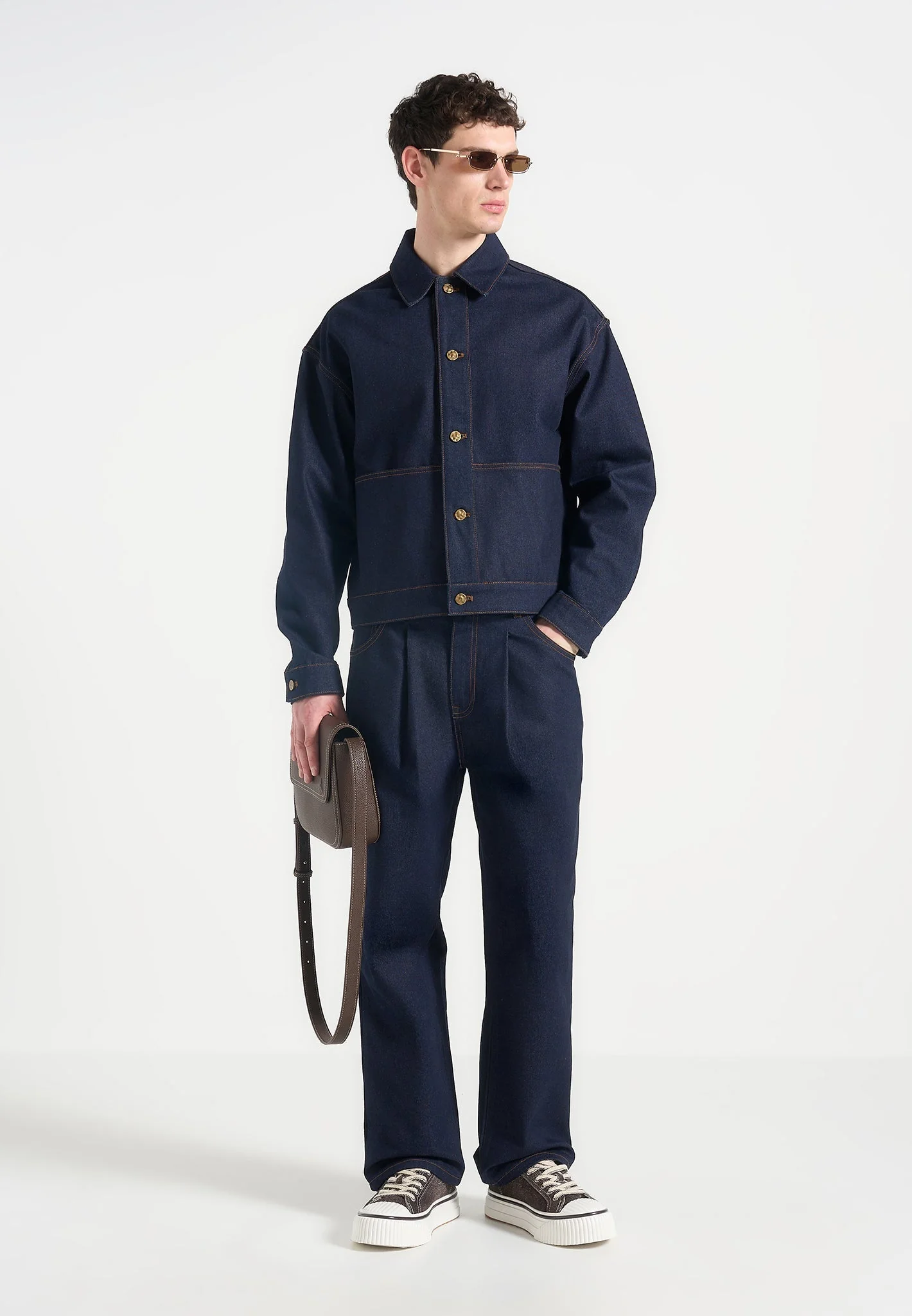 Damien - Denim Jacket with Back Pleat - Indigo